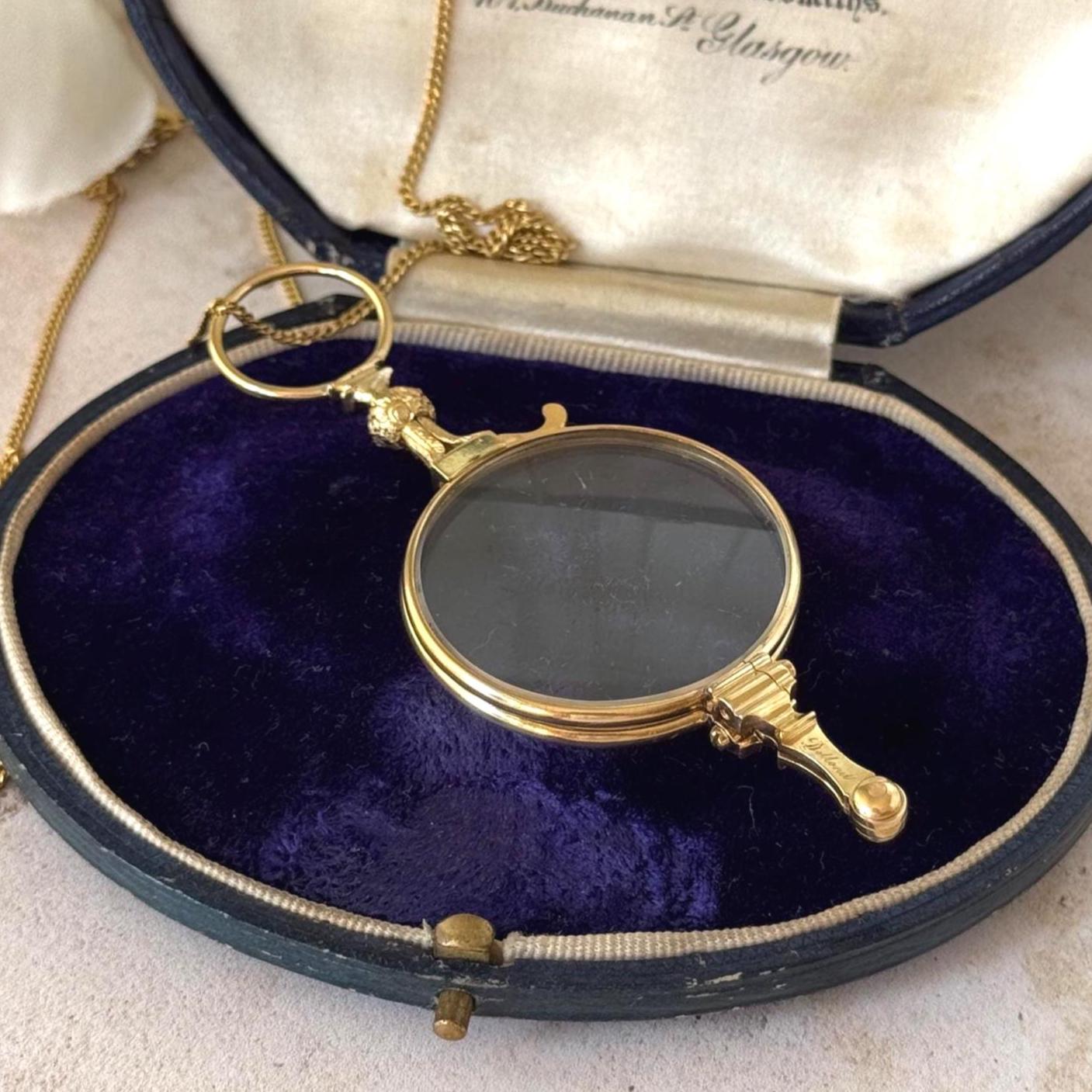 Rare Georgian 18ct Gold Quizzing Glass Semi-Lorgnette Combination by Dollond, London c1790