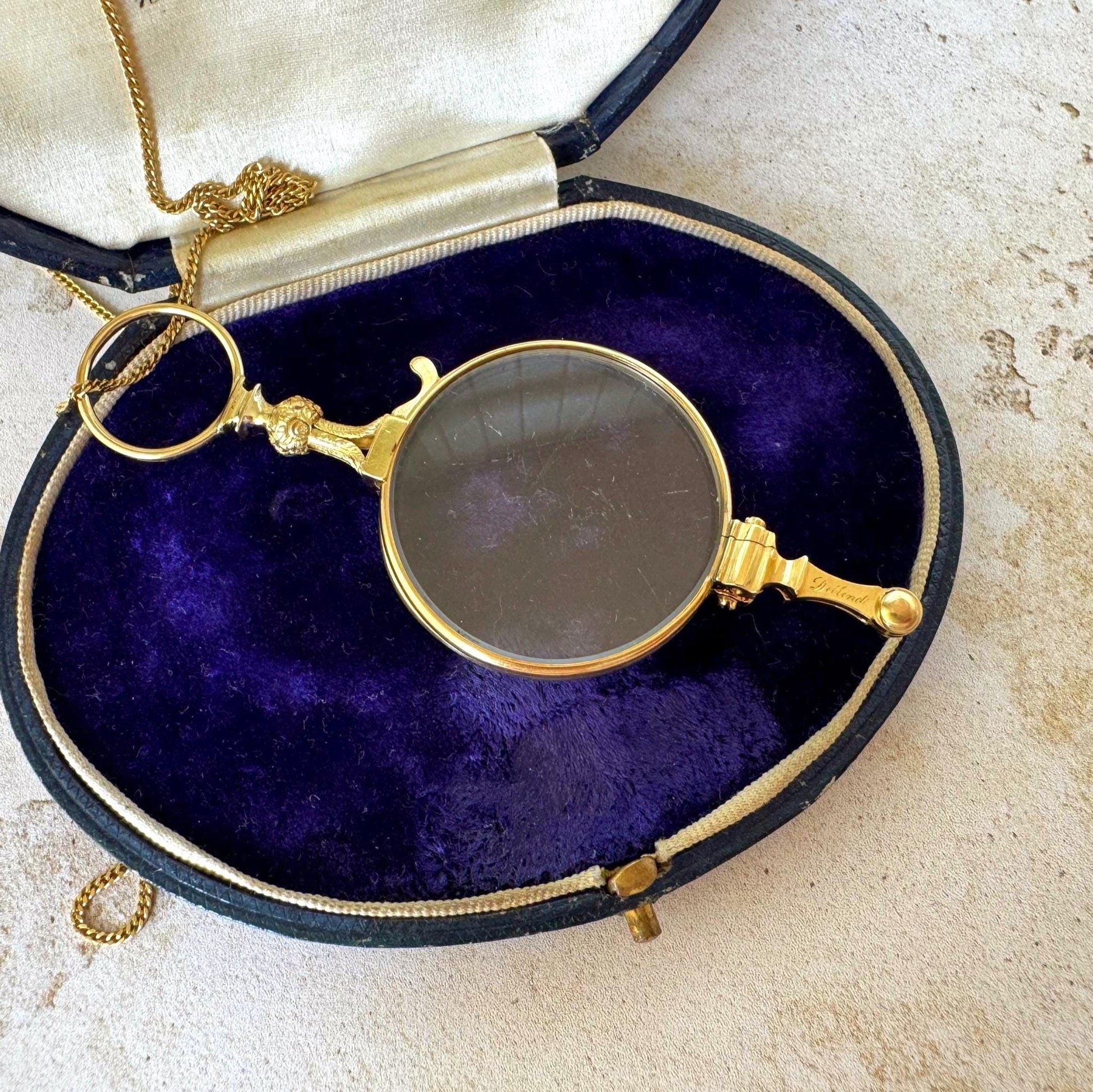 Rare Georgian 18ct Gold Quizzing Glass Semi-Lorgnette Combination by Dollond, London c1790