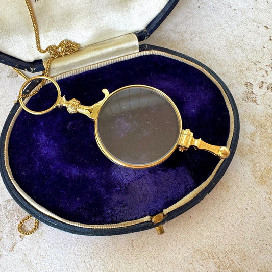 Rare Georgian 18ct Gold Quizzing Glass Semi-Lorgnette Combination by Dollond, London c1790