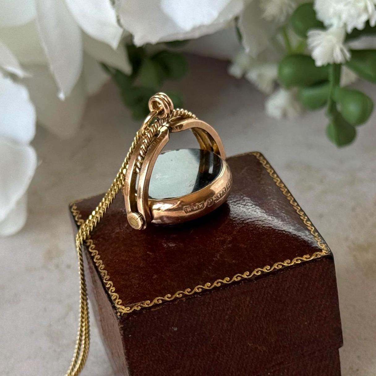 Antique 9ct Gold Bloodstone & Carnelian Spinner Fob Pendant, William Hair Haseler, Birmingham 1891