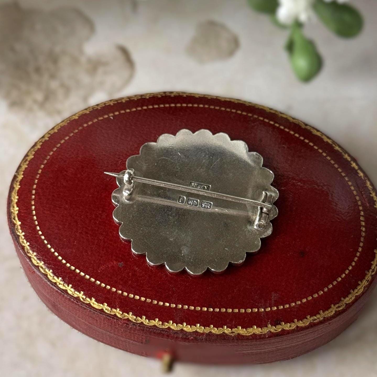 Antique Victorian Japonesque Engraved Sterling Silver Statement Brooch, Birmingham 1880 | Aesthetic Movement Lapel Pin