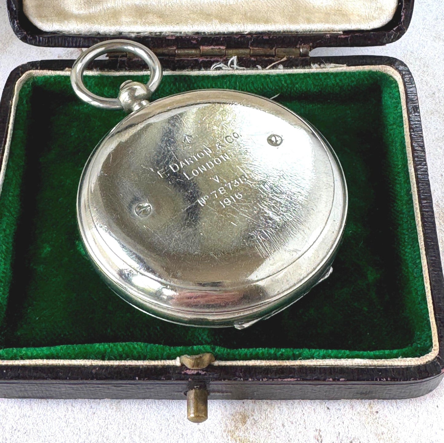 Antique 1916 WWI British Officers Pocket Watch Style Compass - F Darton & Co, London