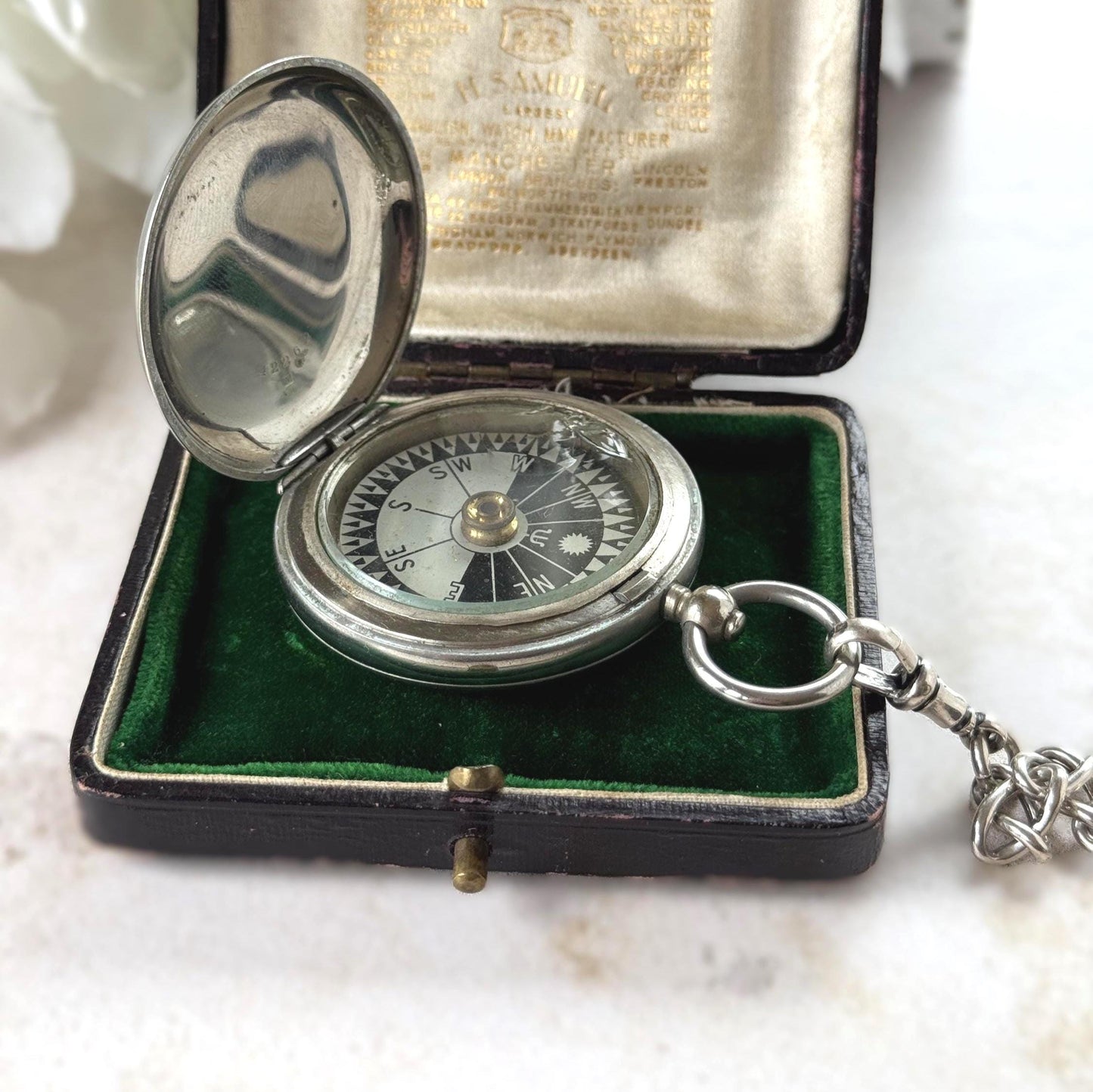 Antique 1916 WWI British Officers Pocket Watch Style Compass - F Darton & Co, London
