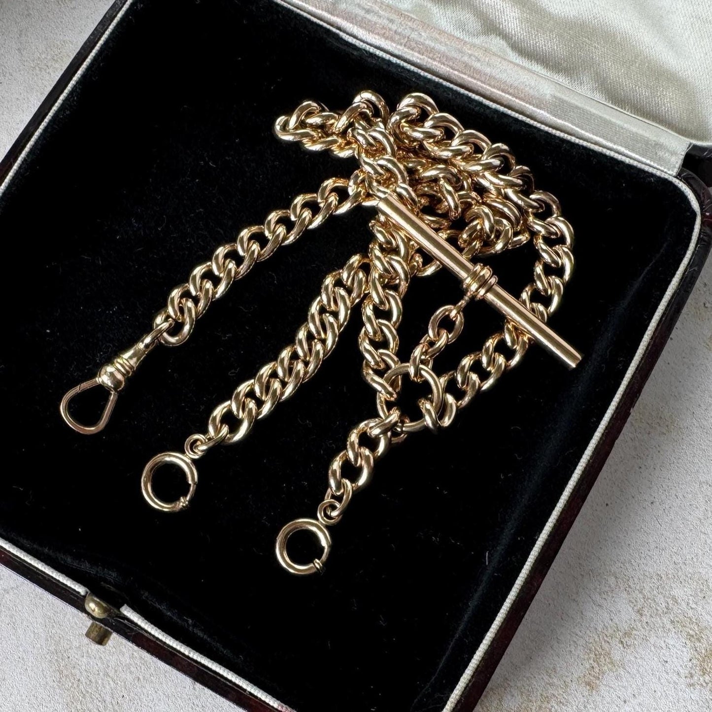 Victorian 14ct Double-Graded Rolled Gold Double Albert Watch Chain | Antique Necklace Bracelet