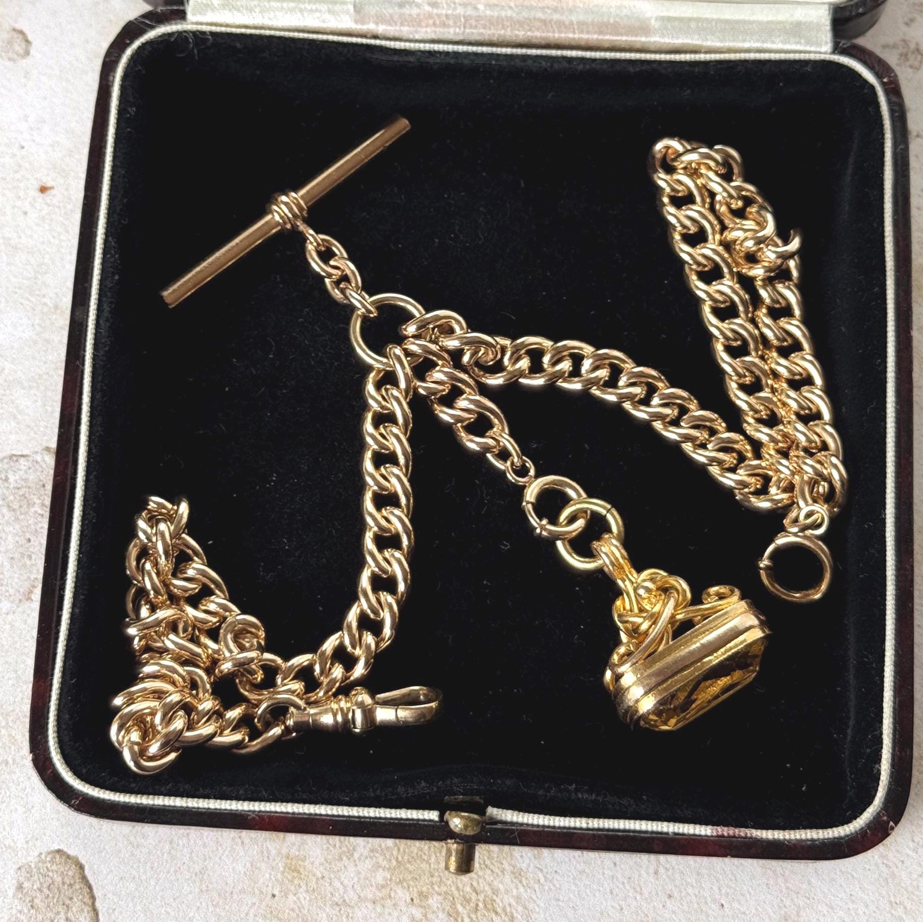 Victorian 14ct Double-Graded Rolled Gold Double Albert Watch Chain | Antique Necklace Bracelet