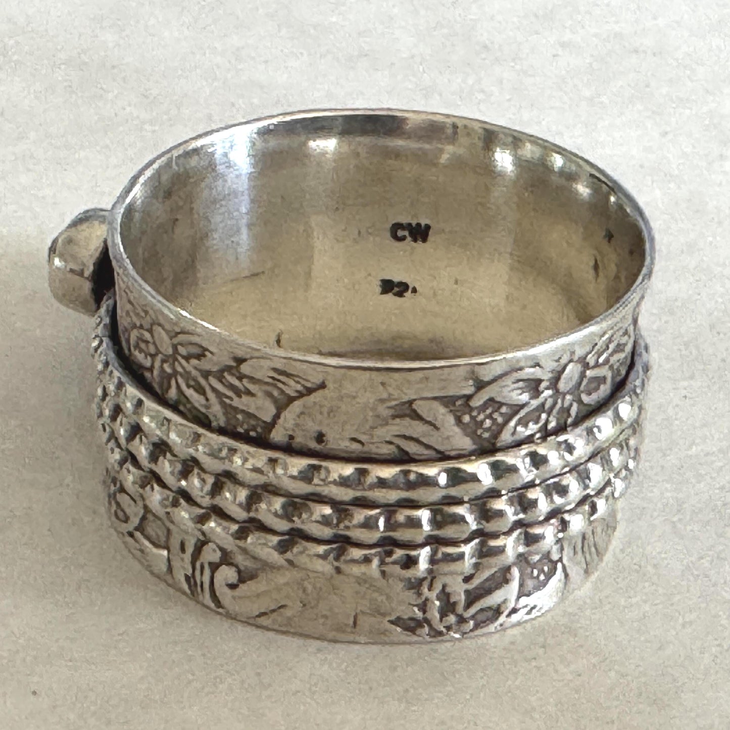 Vintage Italian Sterling Silver Spinner Ring | Moonstone Amethyst Pink Tourmaline Thumb Ring