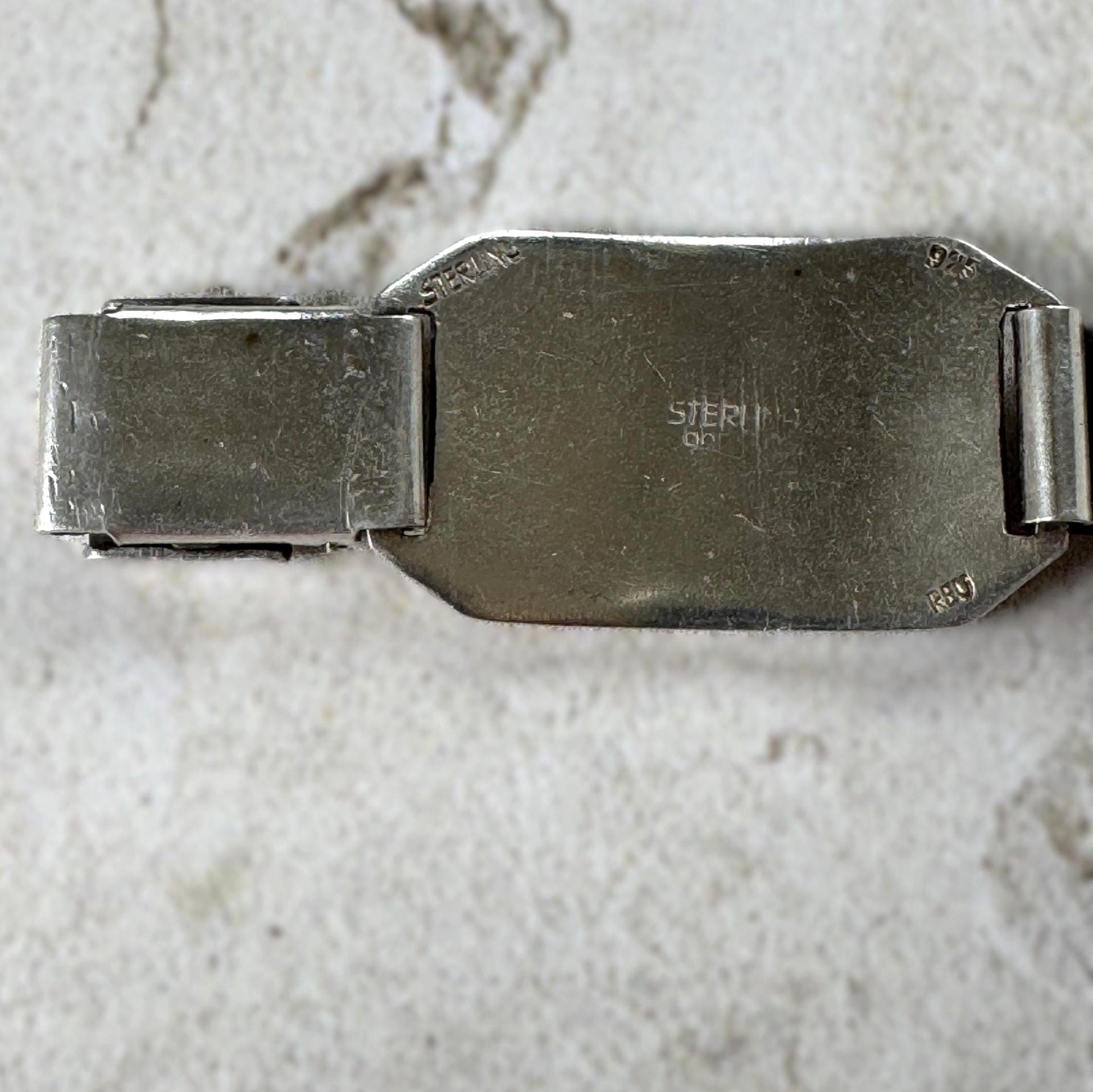 Vintage 1950s Sterling Silver & Enamel African Safari Panel Bracelet, REU Germany