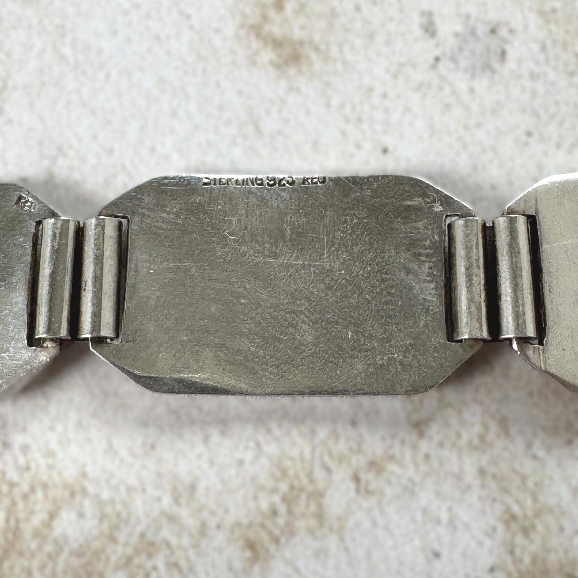 Vintage 1950s Sterling Silver & Enamel African Safari Panel Bracelet, REU Germany