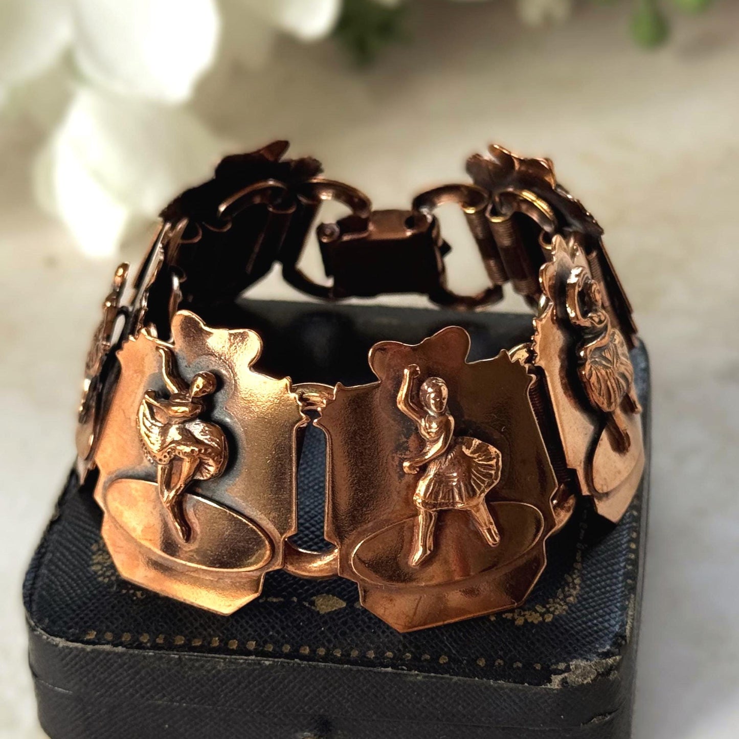 Vintage 1950s Roslyn Hoffman Copper Ballerina Bracelet | Signed Mid Century Modern Studio Jewellery