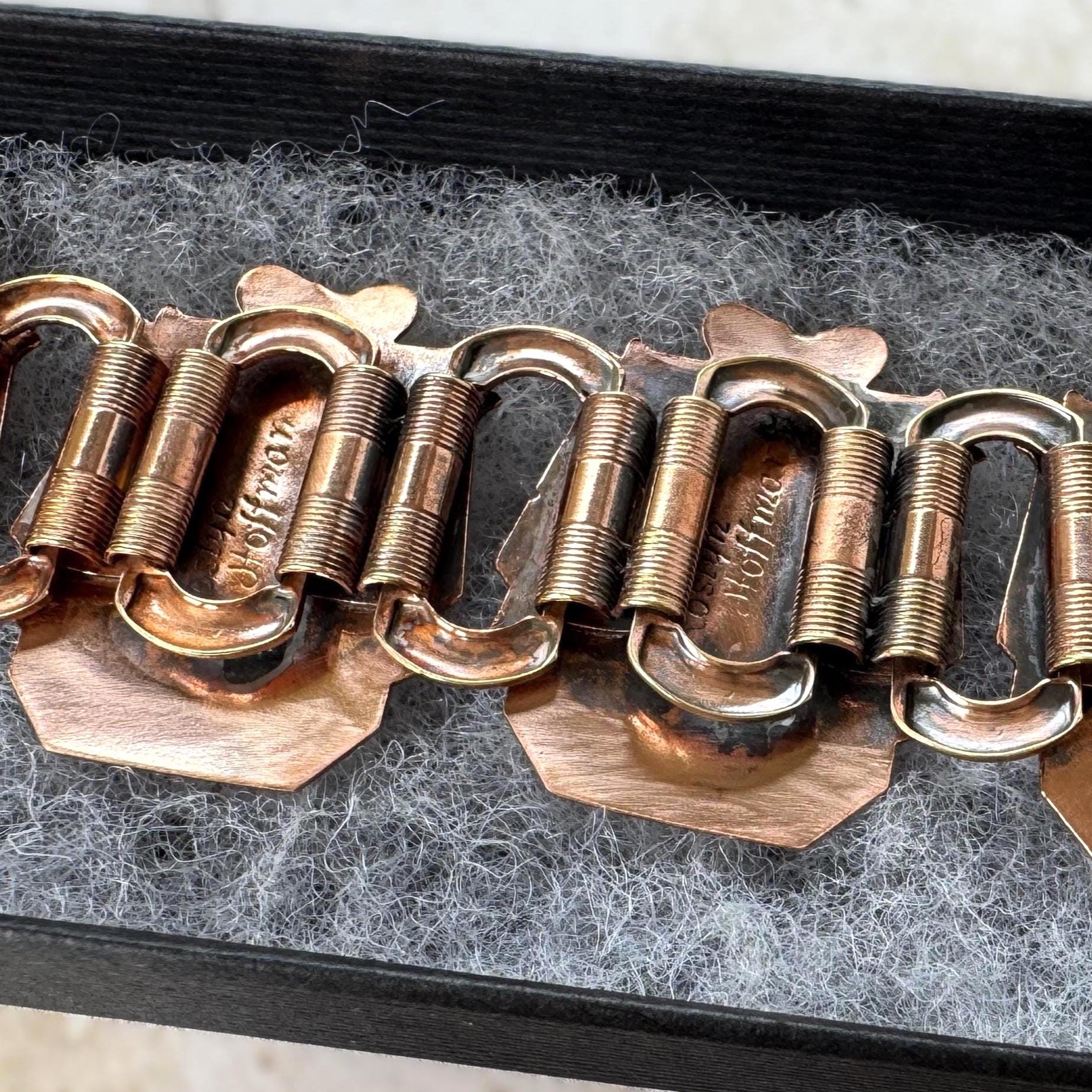 Vintage 1950s Roslyn Hoffman Copper Ballerina Bracelet | Signed Mid Century Modern Studio Jewellery