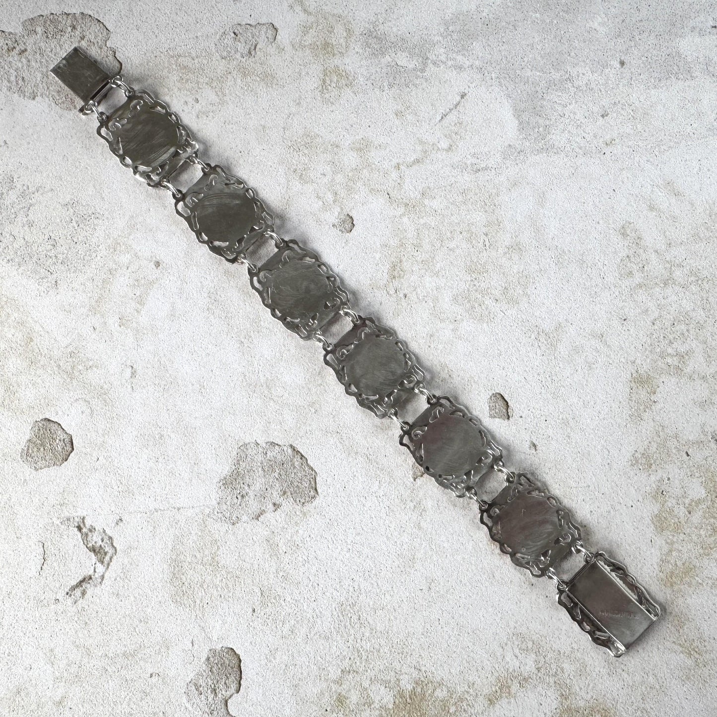 Vintage Siam Sterling Silver Nielloware Panel Bracelet Circa 1940