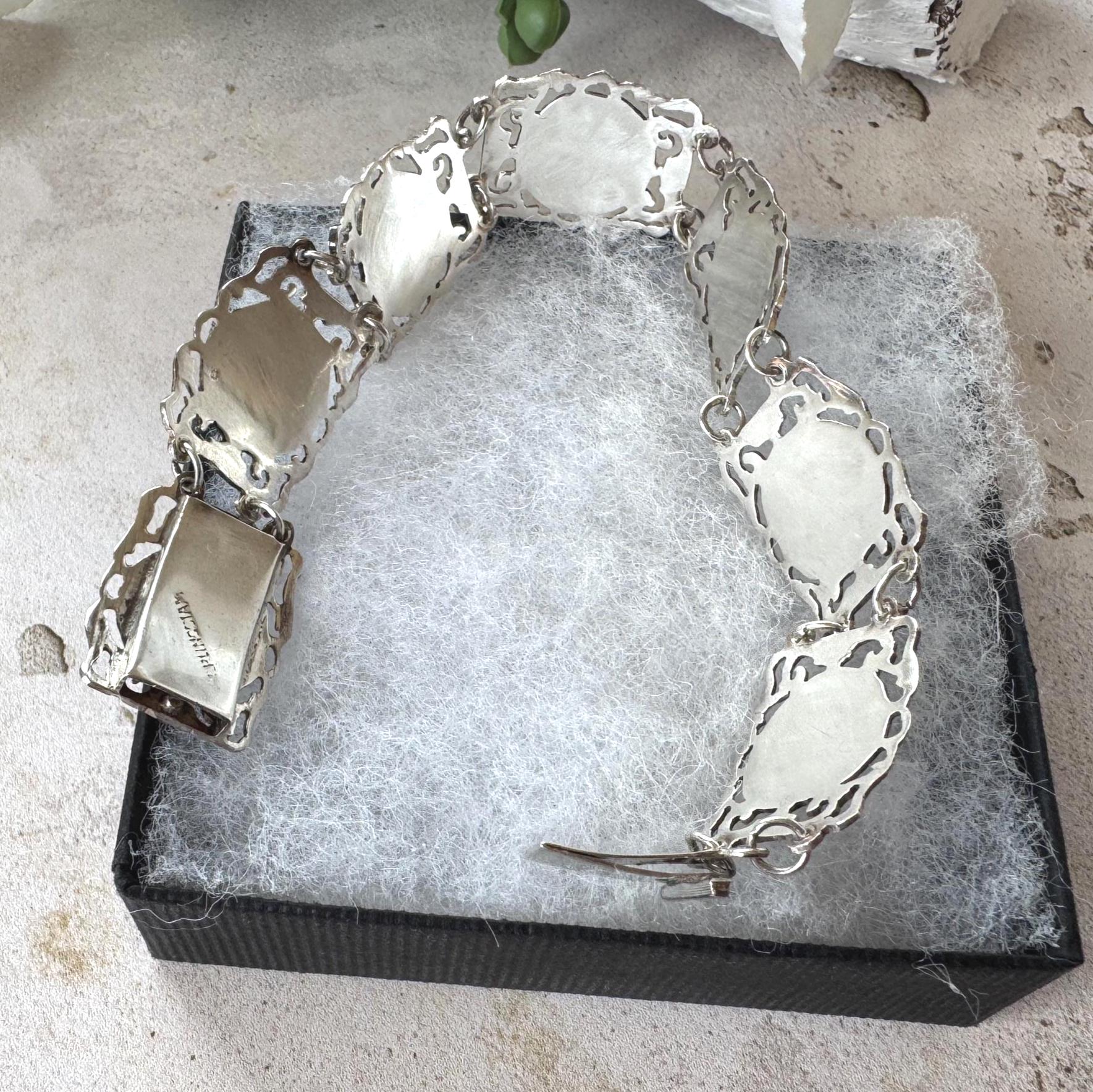 Vintage Siam Sterling Silver Nielloware Panel Bracelet Circa 1940