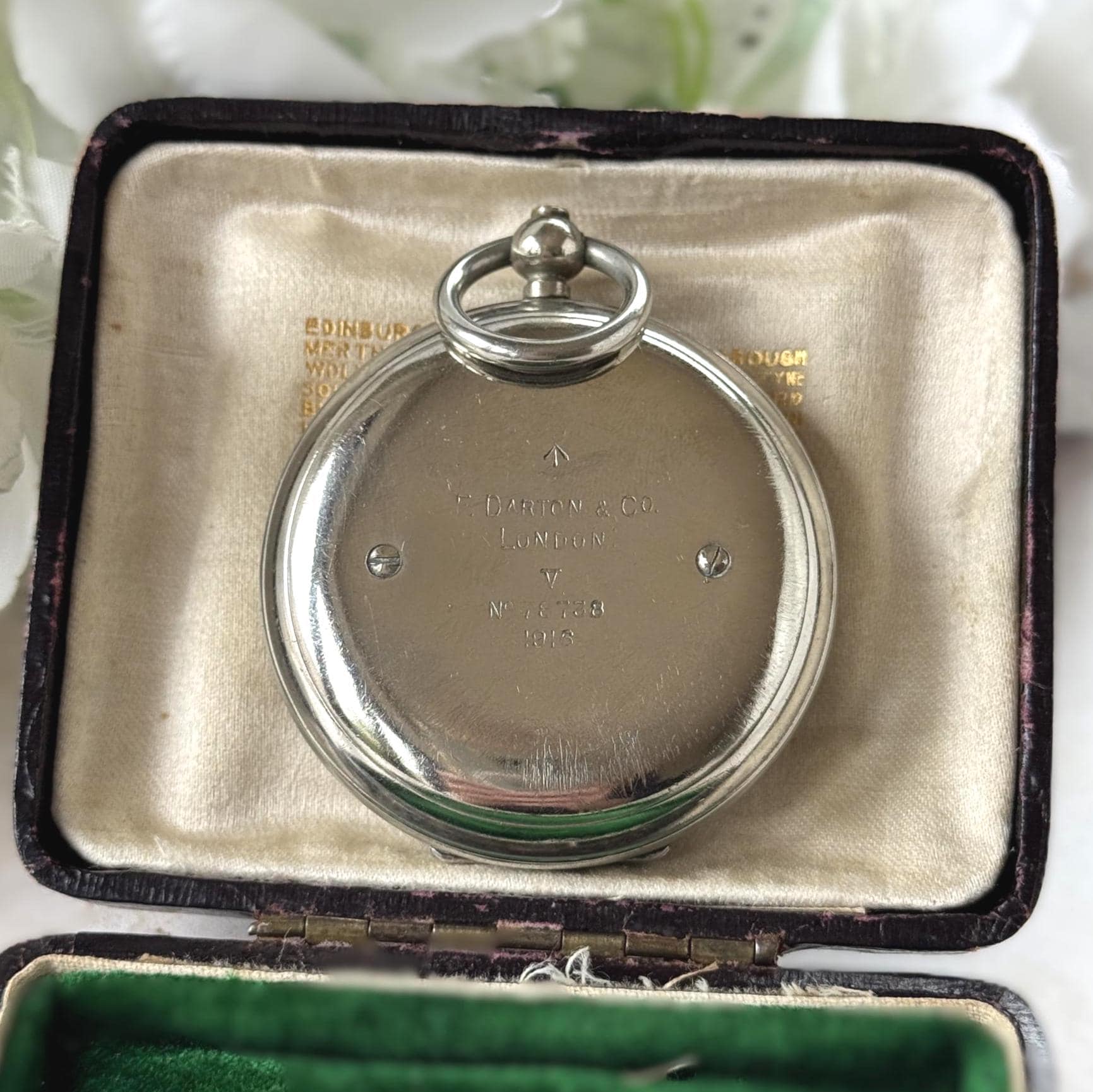 Antique 1916 WWI British Officers Pocket Watch Style Compass - F Darton & Co, London