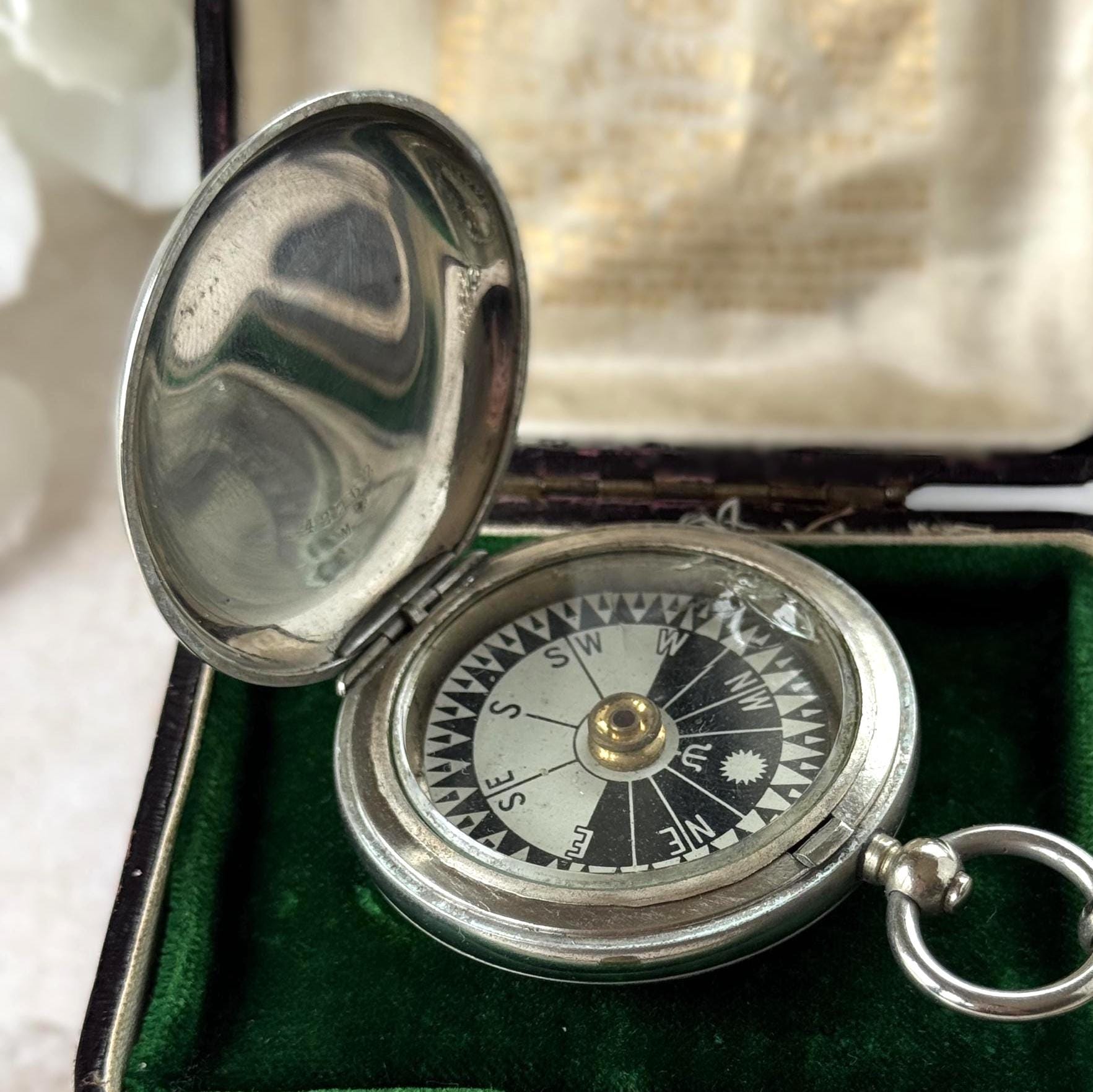 Antique 1916 WWI British Officers Pocket Watch Style Compass - F Darton & Co, London