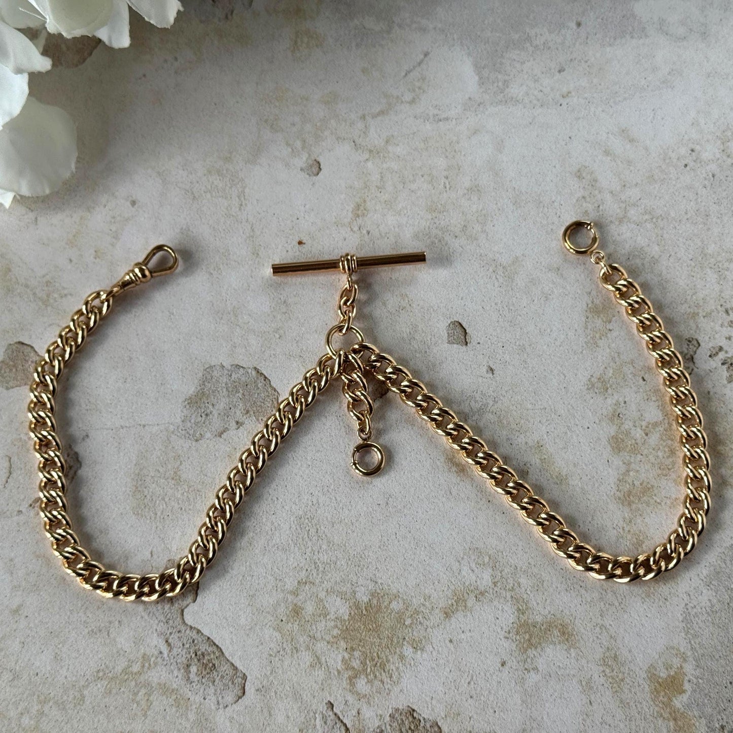 Victorian 14ct Double-Graded Rolled Gold Double Albert Watch Chain | Antique Necklace Bracelet