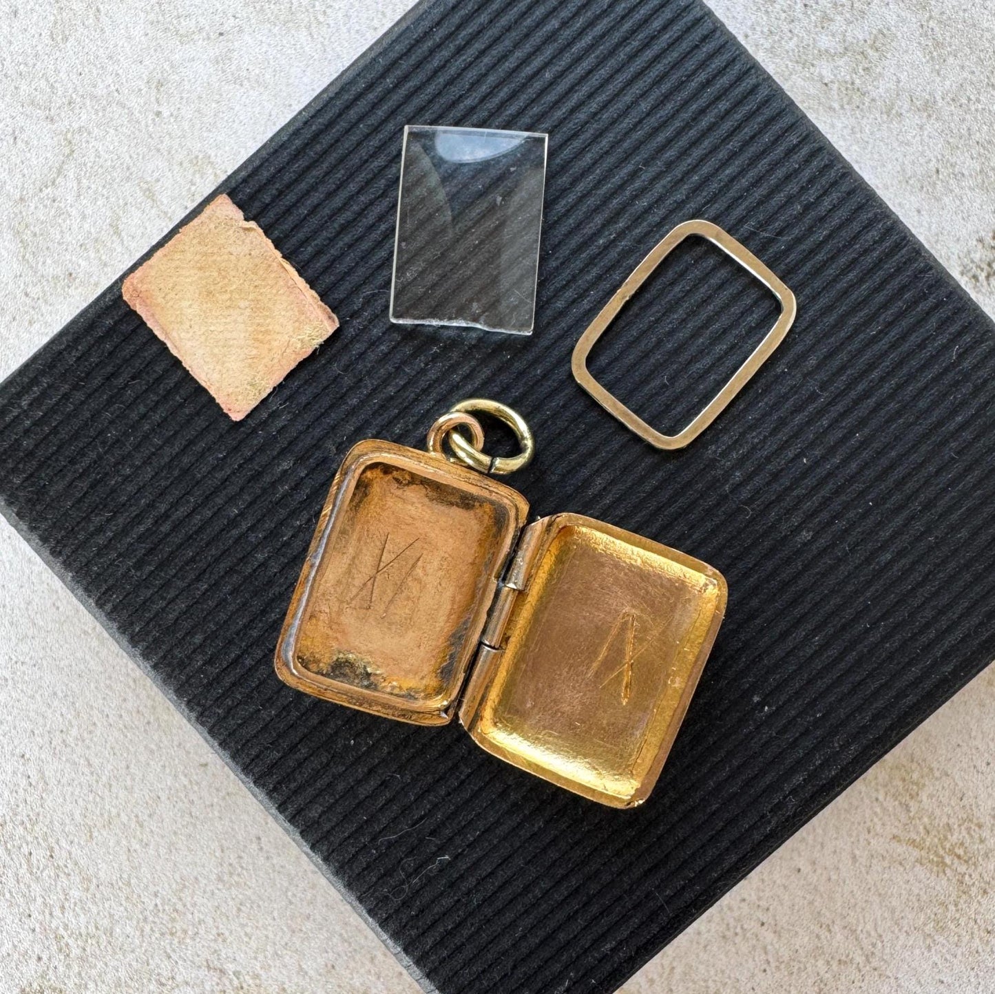 Antique Victorian Rolled Gold Rectangular Locket & Gold Filled Chain | 2-Sided Floral Engraved Pendant Necklace