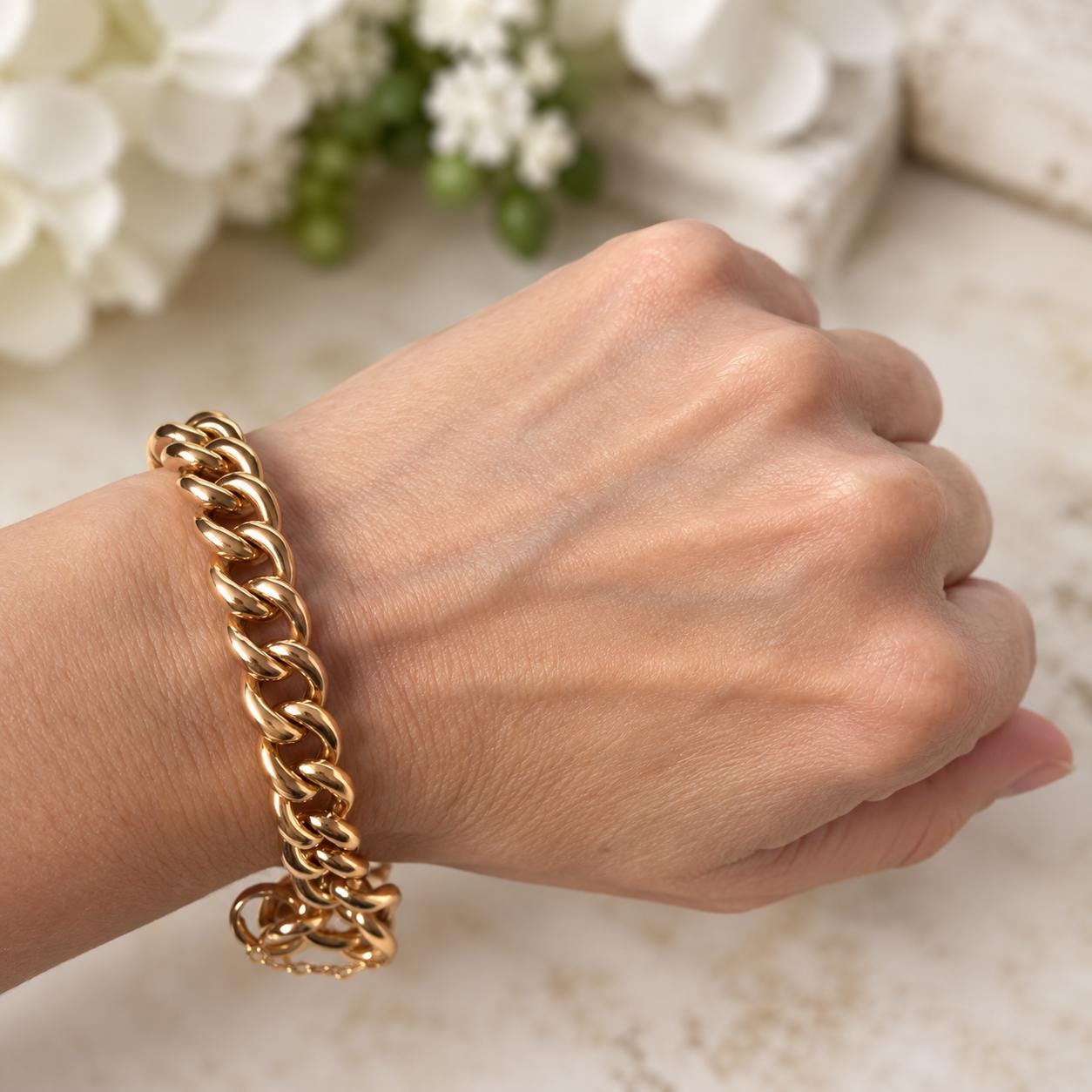 Antique Victorian 9ct Rose Gold Watch Chain Style Bracelet | Unisex Chunky Curb Chain with Dog Clip