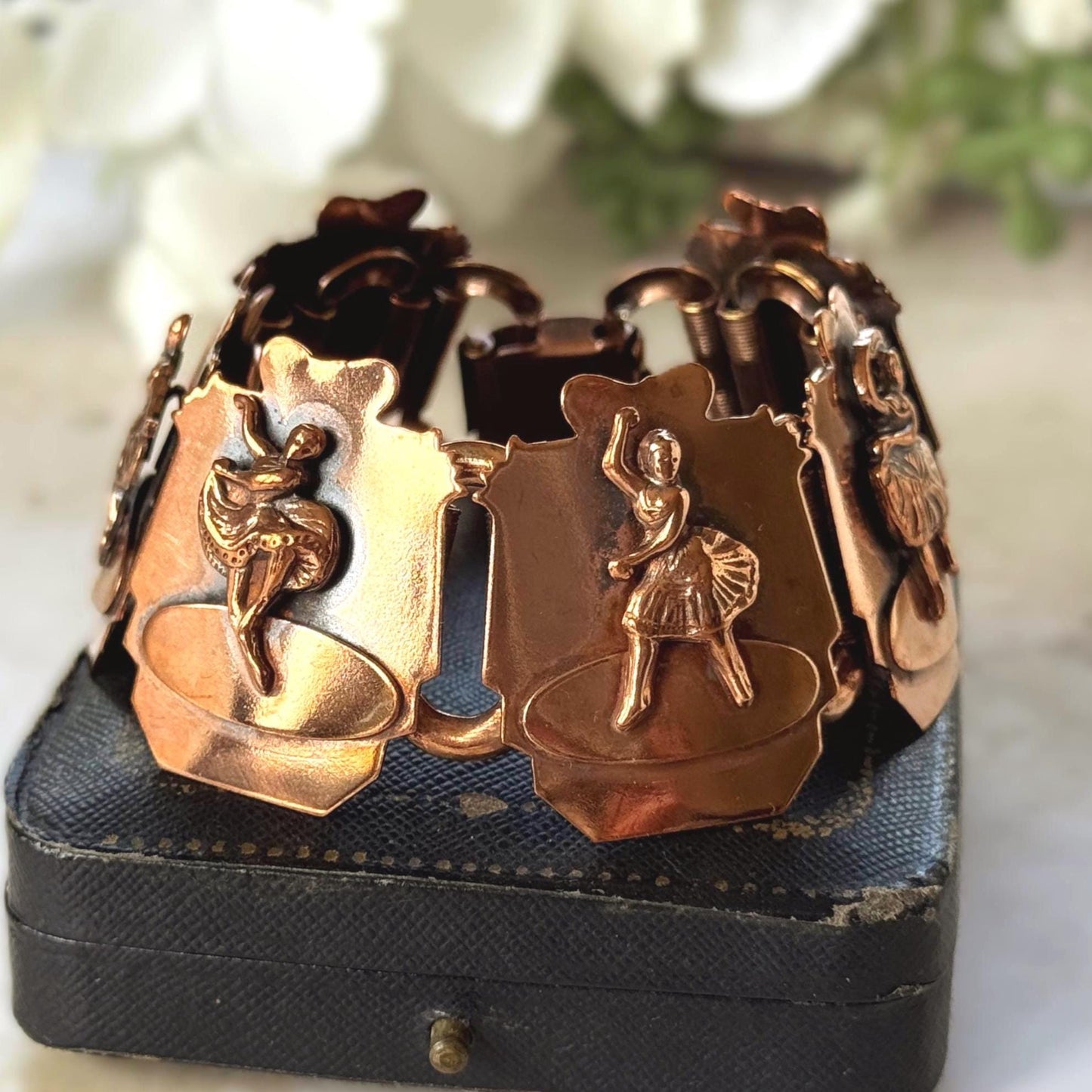 Vintage 1950s Roslyn Hoffman Copper Ballerina Bracelet | Signed Mid Century Modern Studio Jewellery