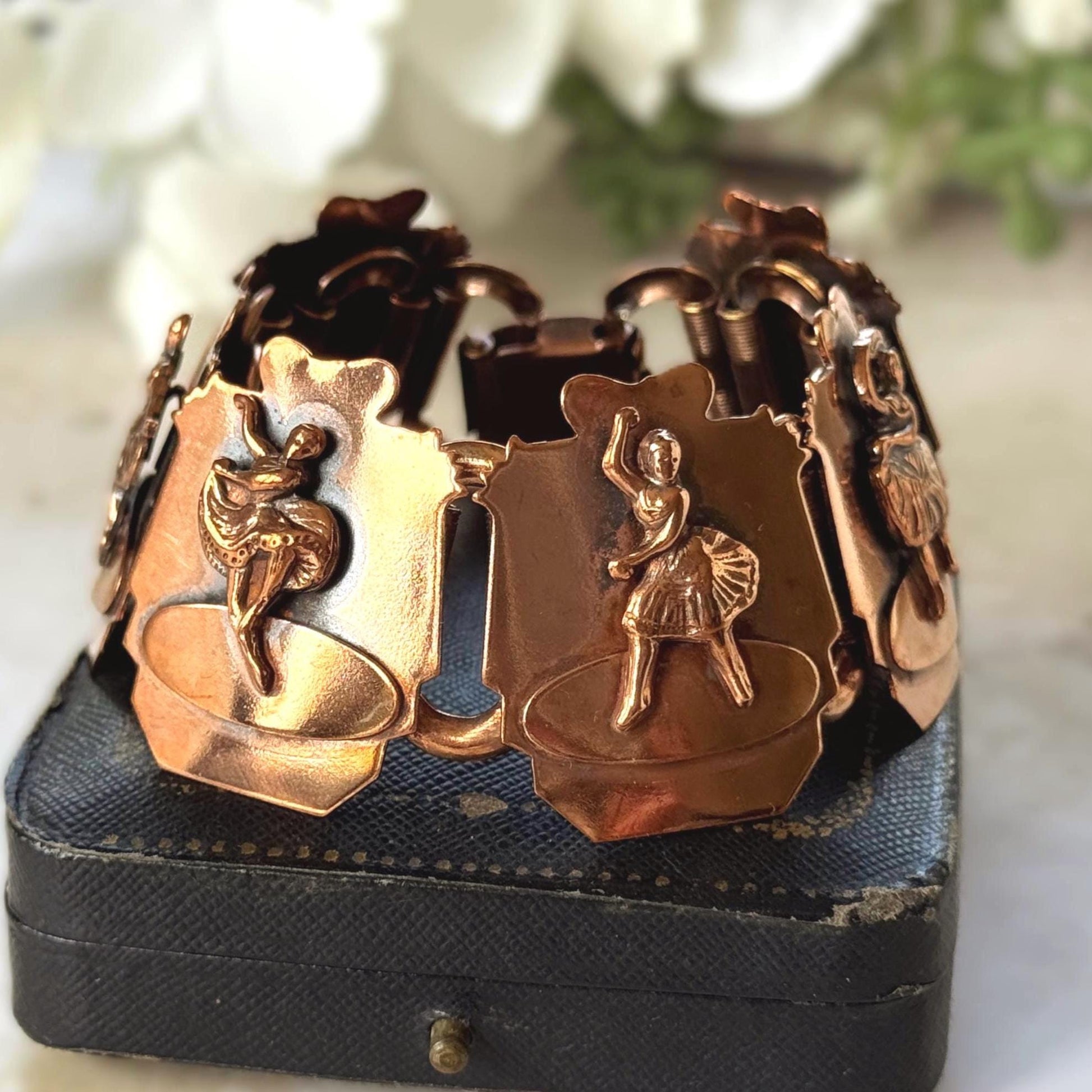 Vintage 1950s Roslyn Hoffman Copper Ballerina Bracelet | Signed Mid Century Modern Studio Jewellery
