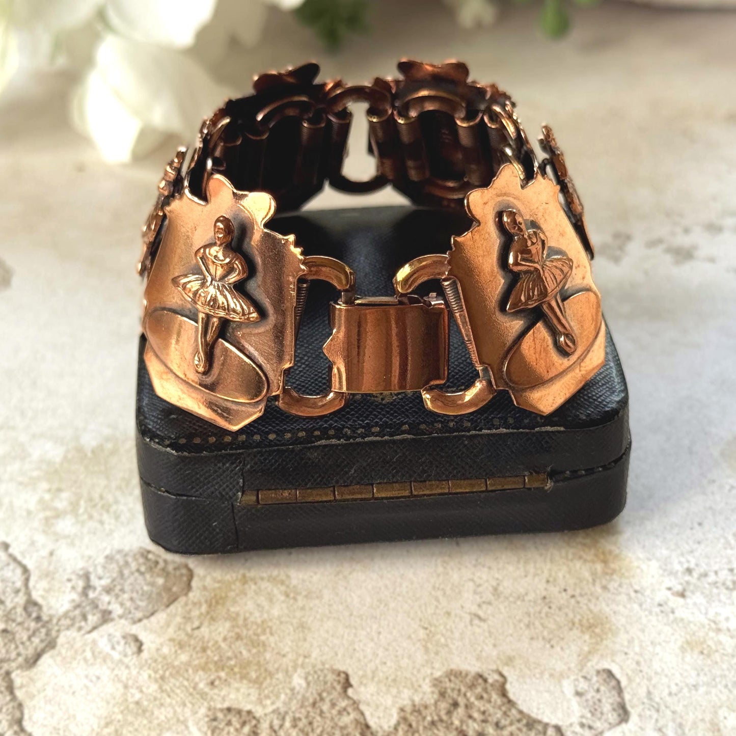 Vintage 1950s Roslyn Hoffman Copper Ballerina Bracelet | Signed Mid Century Modern Studio Jewellery