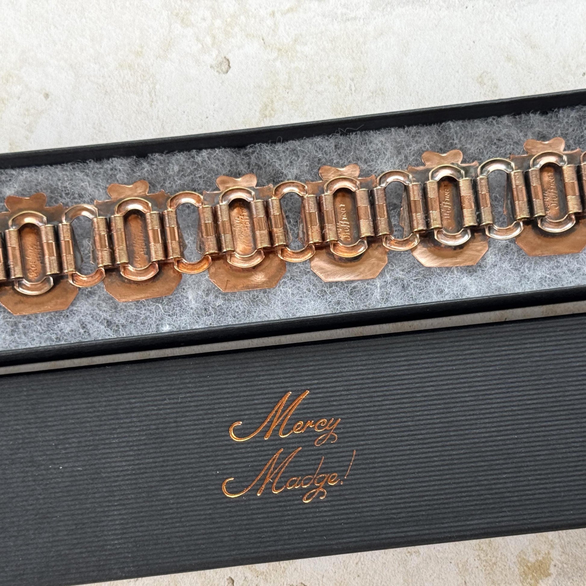 Vintage 1950s Roslyn Hoffman Copper Ballerina Bracelet | Signed Mid Century Modern Studio Jewellery