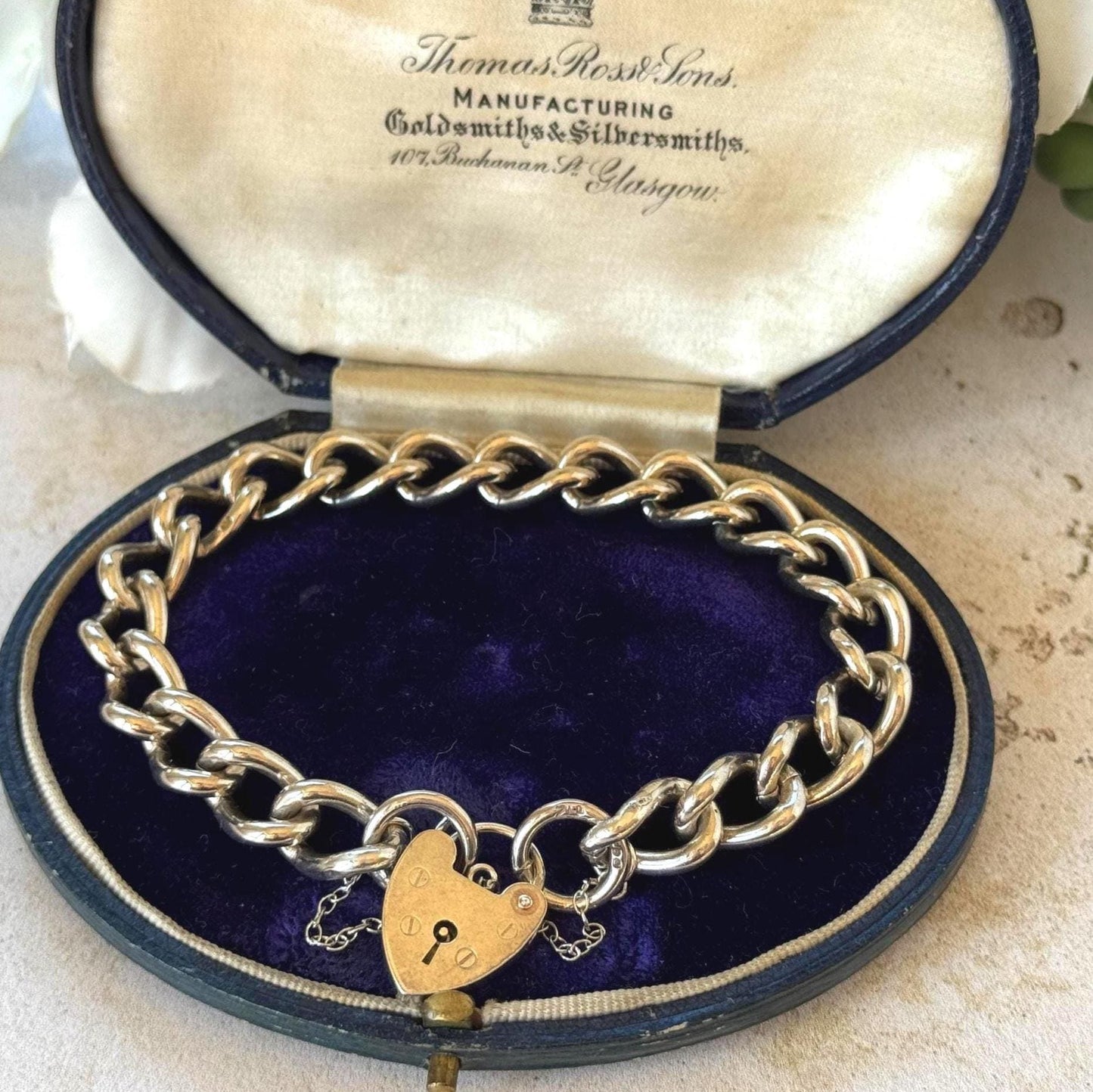 Vintage 1970s Chunky Sterling Silver Heart Padlock Bracelet, Fred Manshaw 1974 London Hallmarks
