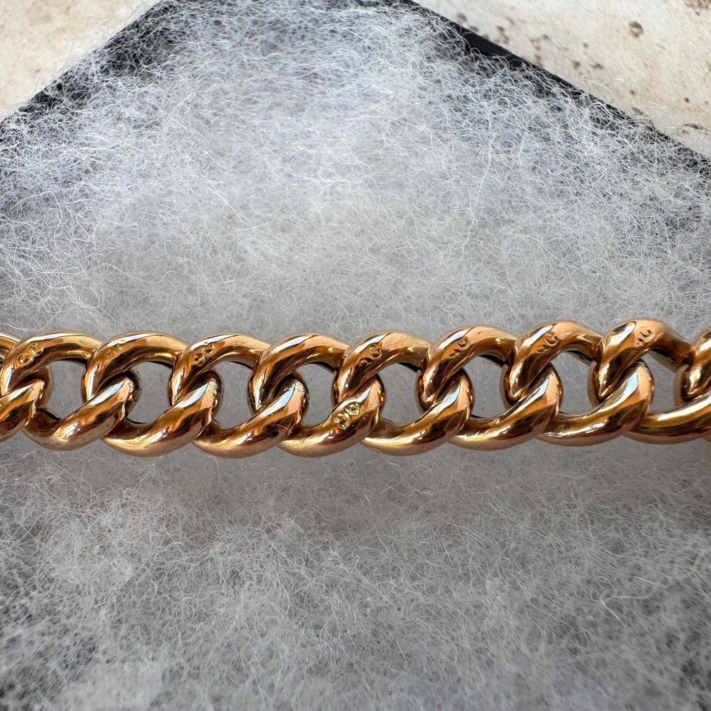 Antique Victorian 9ct Rose Gold Watch Chain Style Bracelet | Unisex Chunky Curb Chain with Dog Clip