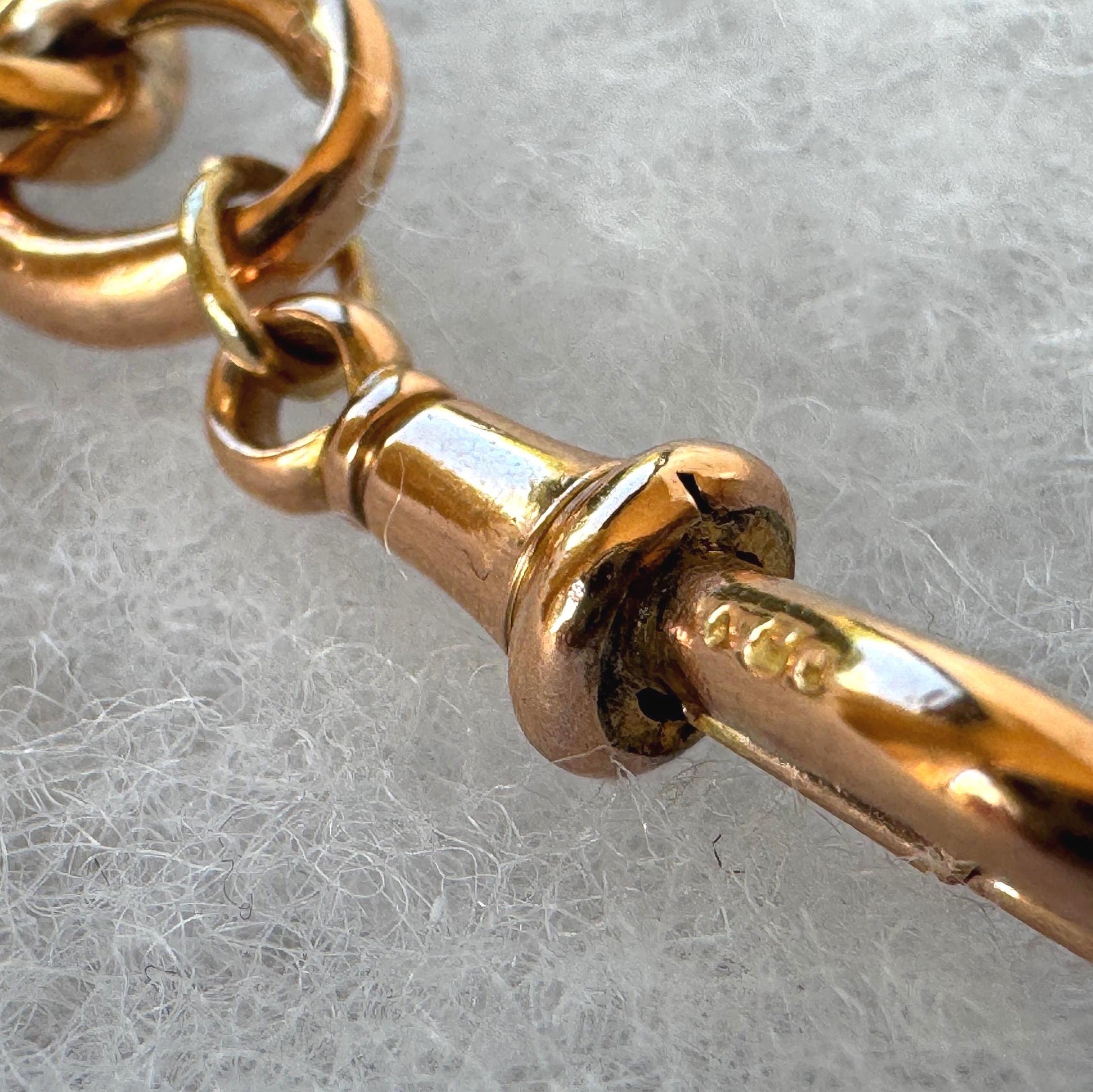 Antique Victorian 9ct Rose Gold Watch Chain Style Bracelet | Unisex Chunky Curb Chain with Dog Clip