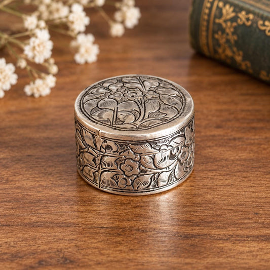 Antique Georgian Chinese Silver Patch/Pill Box | Tiny 900 Silver Beauty Box, c.1800