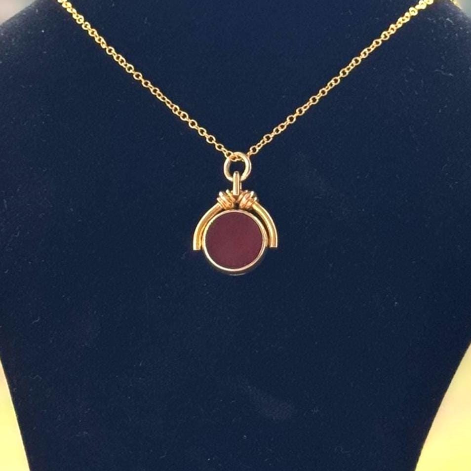 Antique Victorian Rolled Gold Bloodstone & Carnelian Spinning Fob Seal Pendant, Thomas Hopwood