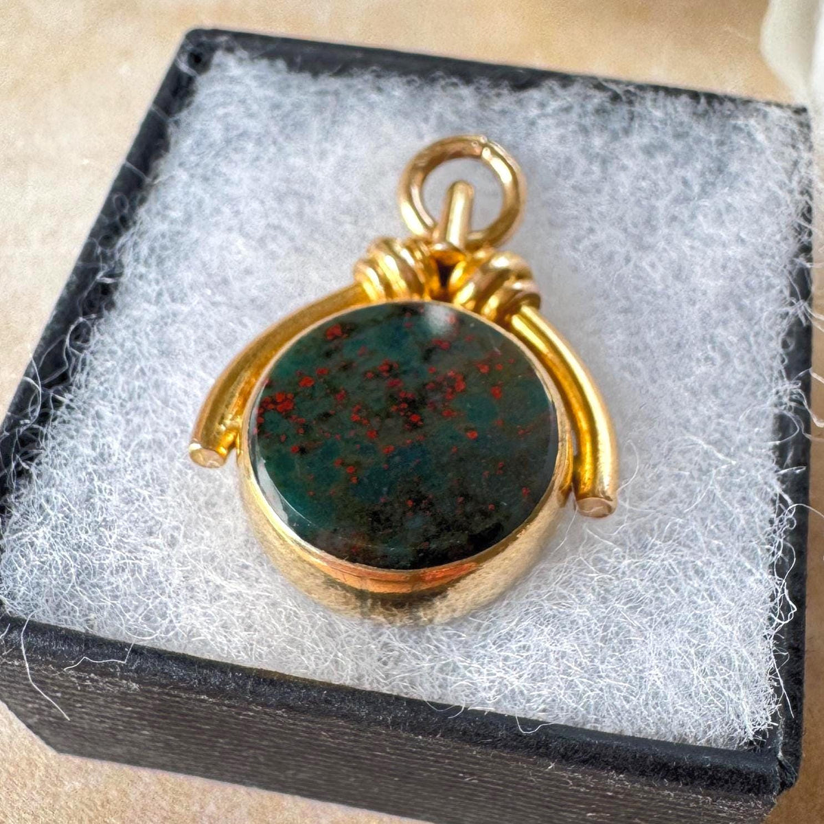Antique Victorian Rolled Gold Bloodstone & Carnelian Spinning Fob Seal Pendant, Thomas Hopwood
