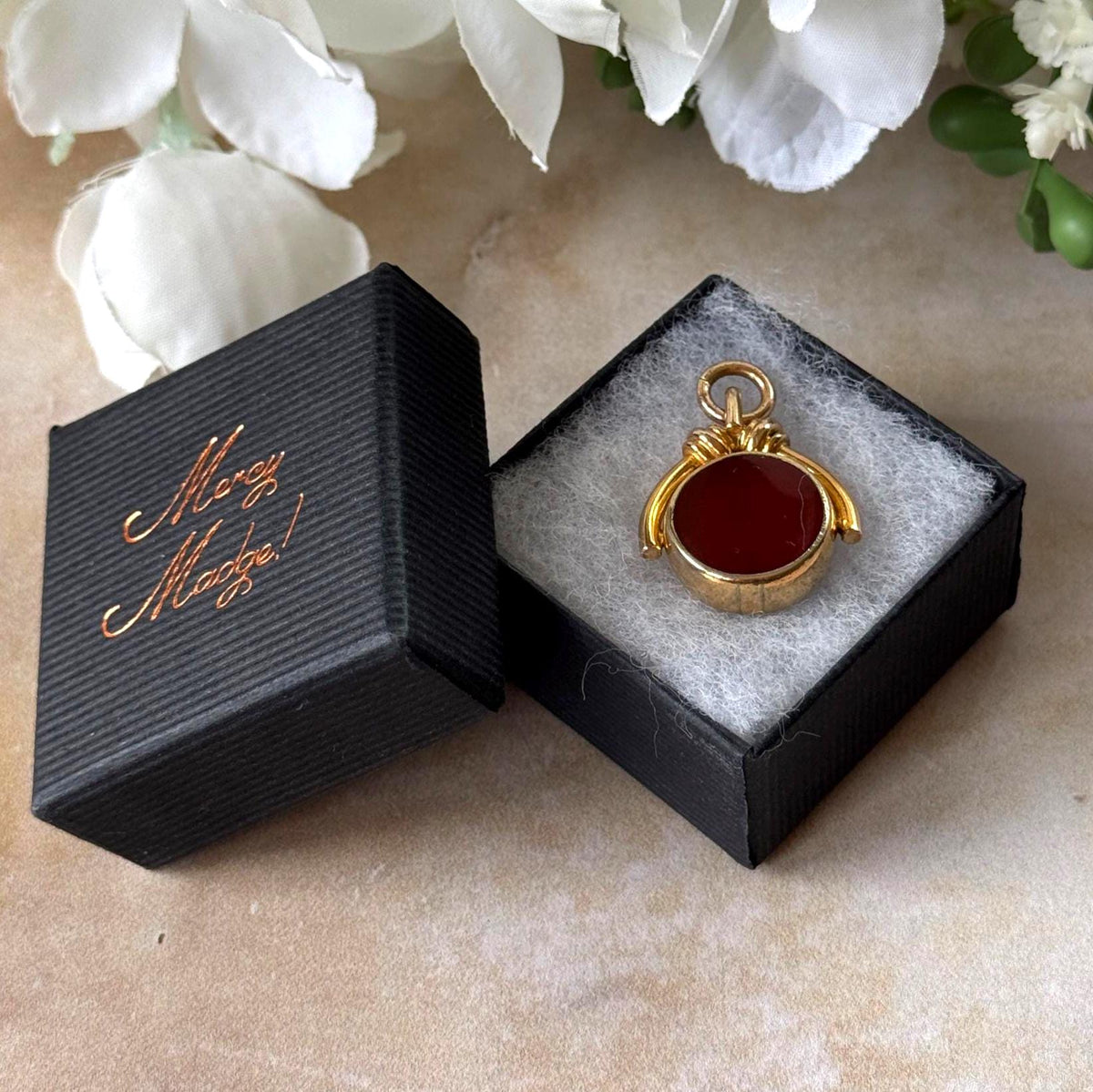Antique Victorian Rolled Gold Bloodstone & Carnelian Spinning Fob Seal Pendant, Thomas Hopwood