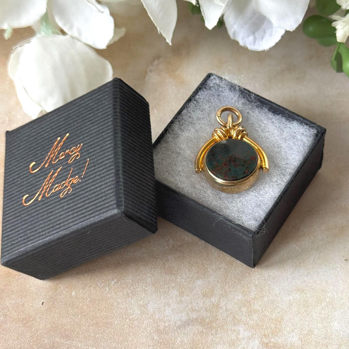 Antique Victorian Rolled Gold Bloodstone & Carnelian Spinning Fob Seal Pendant, Thomas Hopwood