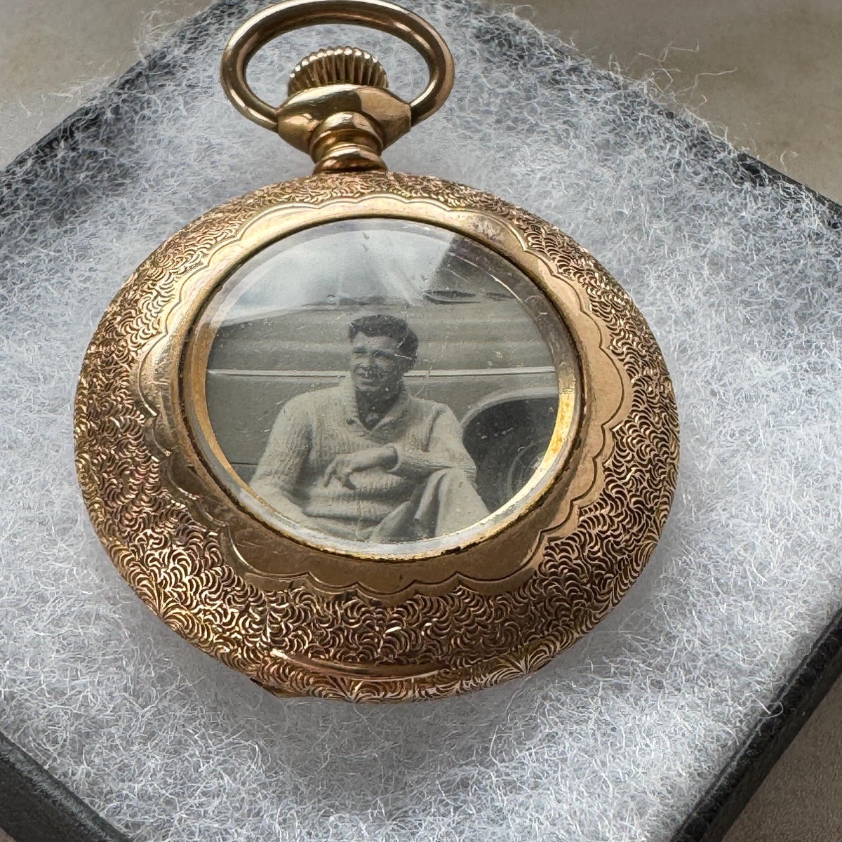Antique Victorian Photo Locket, 14K Gold Filled Half Hunter Keepsake Pendant