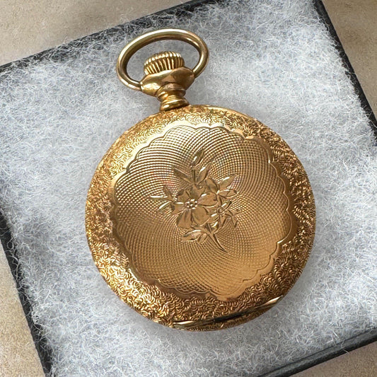 Antique Victorian Photo Locket, 14K Gold Filled Half Hunter Keepsake Pendant