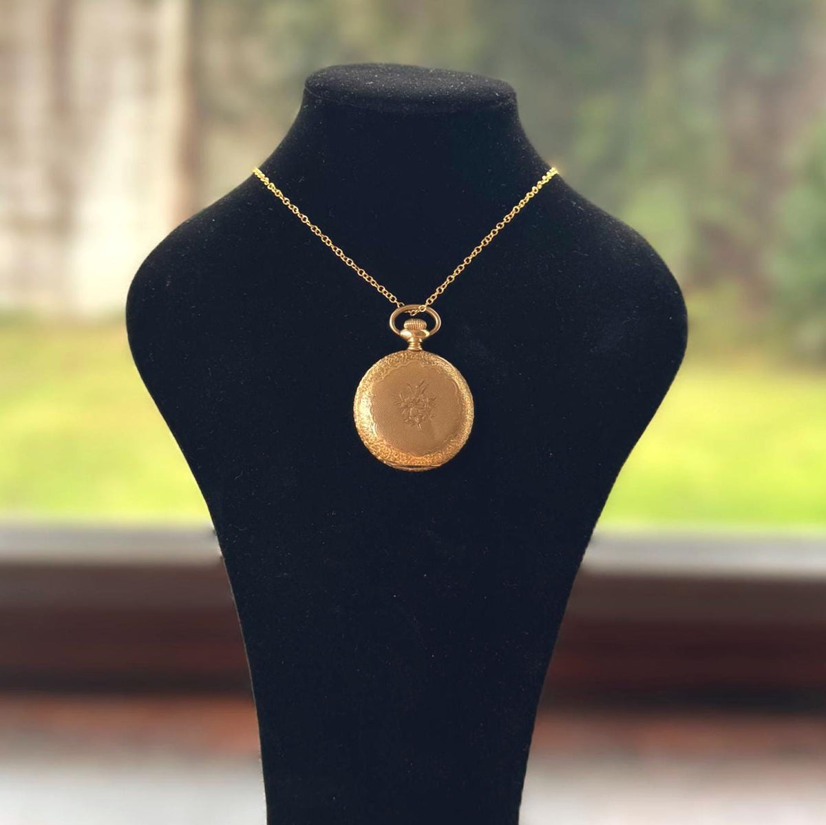 Antique Victorian Photo Locket, 14K Gold Filled Half Hunter Keepsake Pendant