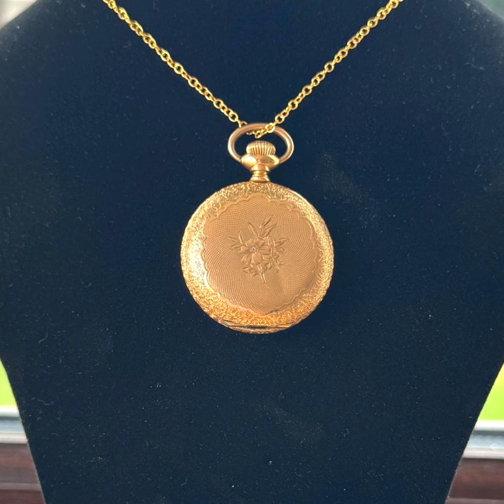 Antique Victorian Photo Locket, 14K Gold Filled Half Hunter Keepsake Pendant