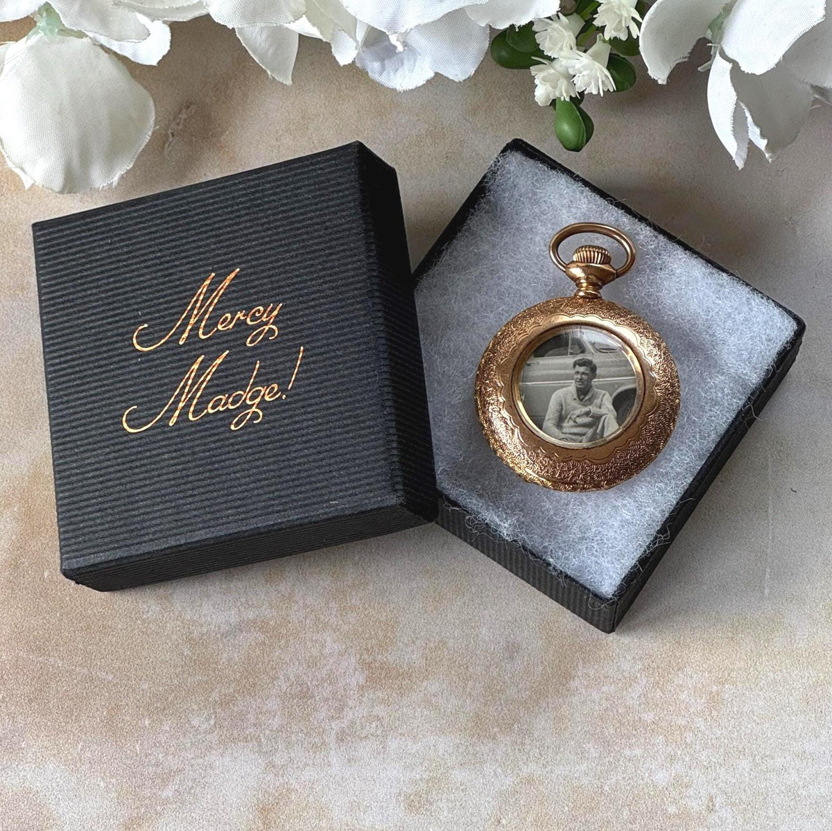 Antique Victorian Photo Locket, 14K Gold Filled Half Hunter Keepsake Pendant