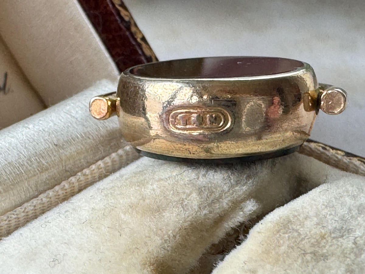 Antique Victorian Rolled Gold Bloodstone & Carnelian Spinning Fob Seal Pendant, Thomas Hopwood