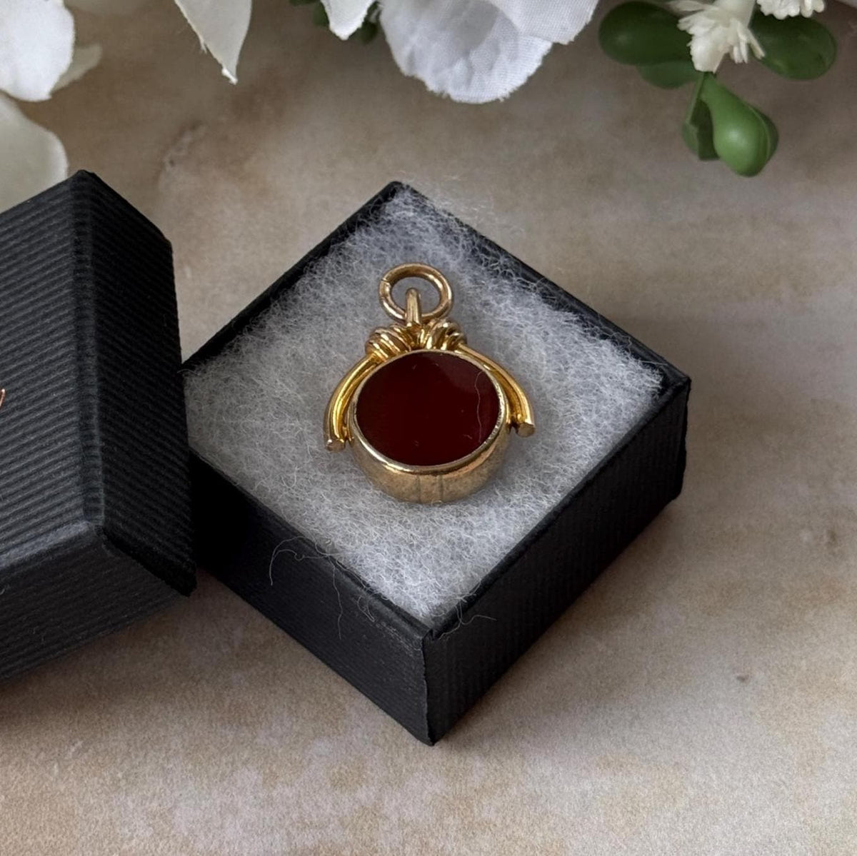 Antique Victorian Rolled Gold Bloodstone & Carnelian Spinning Fob Seal Pendant, Thomas Hopwood