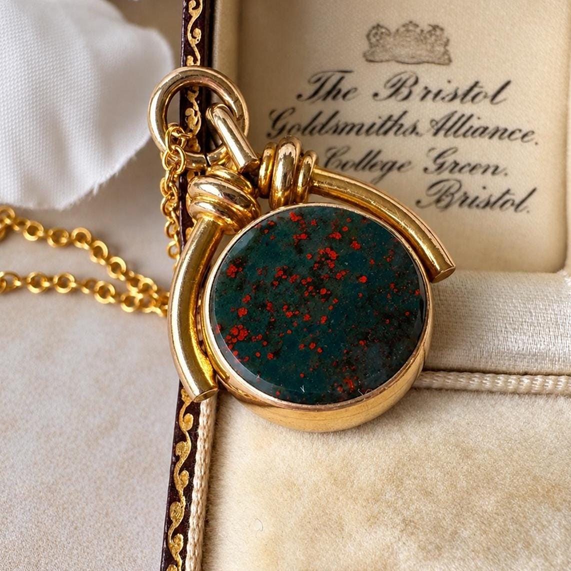 Antique Victorian Rolled Gold Bloodstone & Carnelian Spinning Fob Seal Pendant, Thomas Hopwood