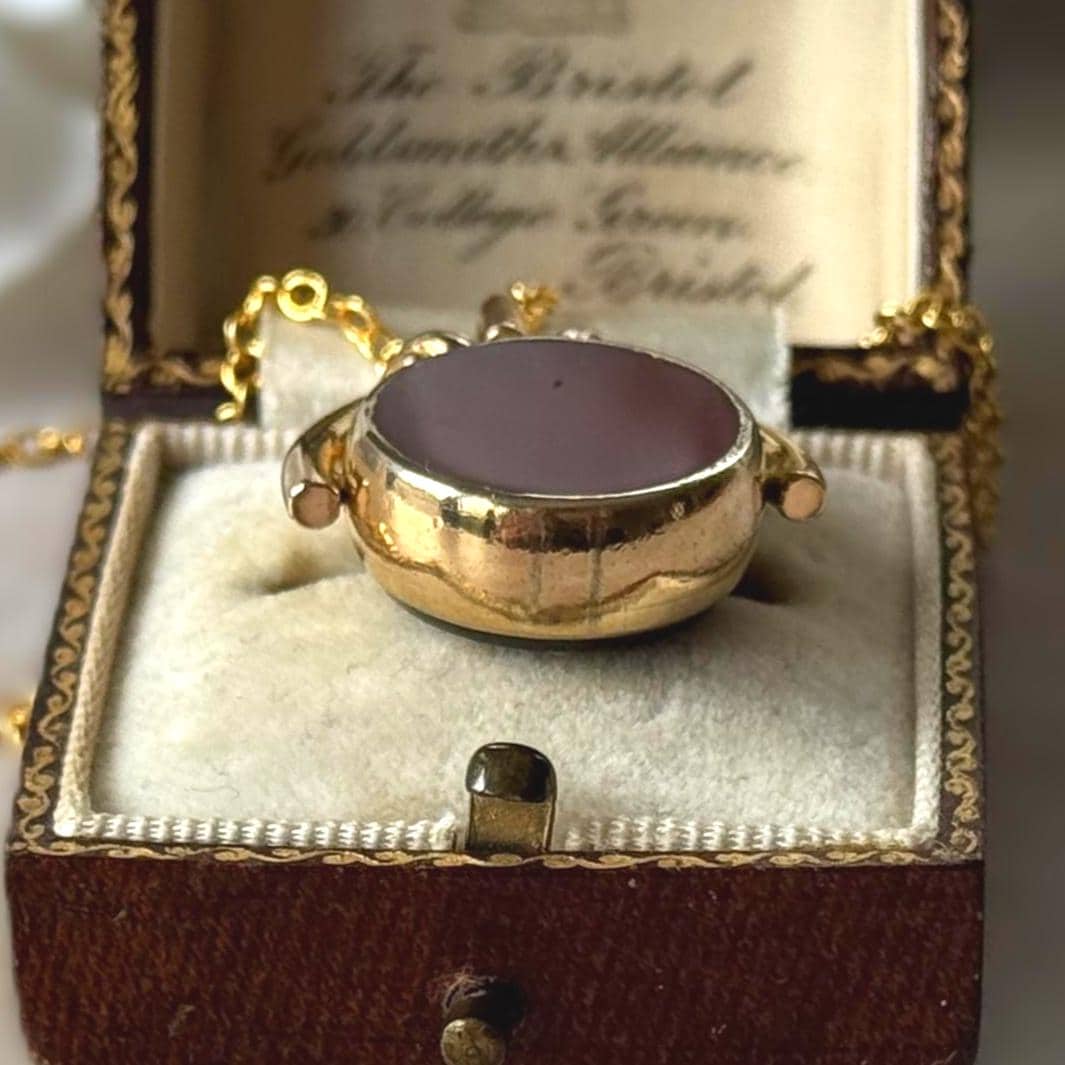 Antique Victorian Rolled Gold Bloodstone & Carnelian Spinning Fob Seal Pendant, Thomas Hopwood
