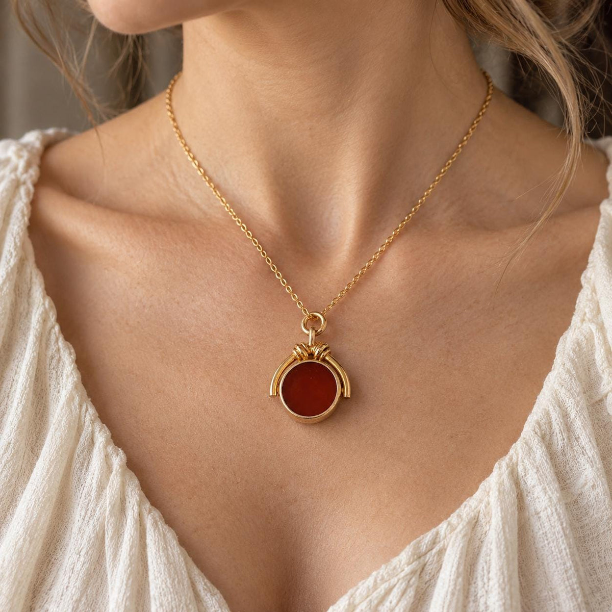Antique Victorian Rolled Gold Bloodstone & Carnelian Spinning Fob Seal Pendant, Thomas Hopwood