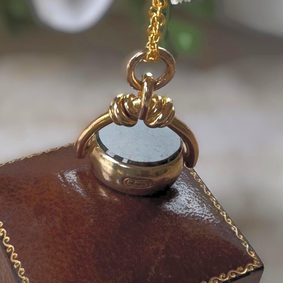 Antique Victorian Rolled Gold Bloodstone & Carnelian Spinning Fob Seal Pendant, Thomas Hopwood