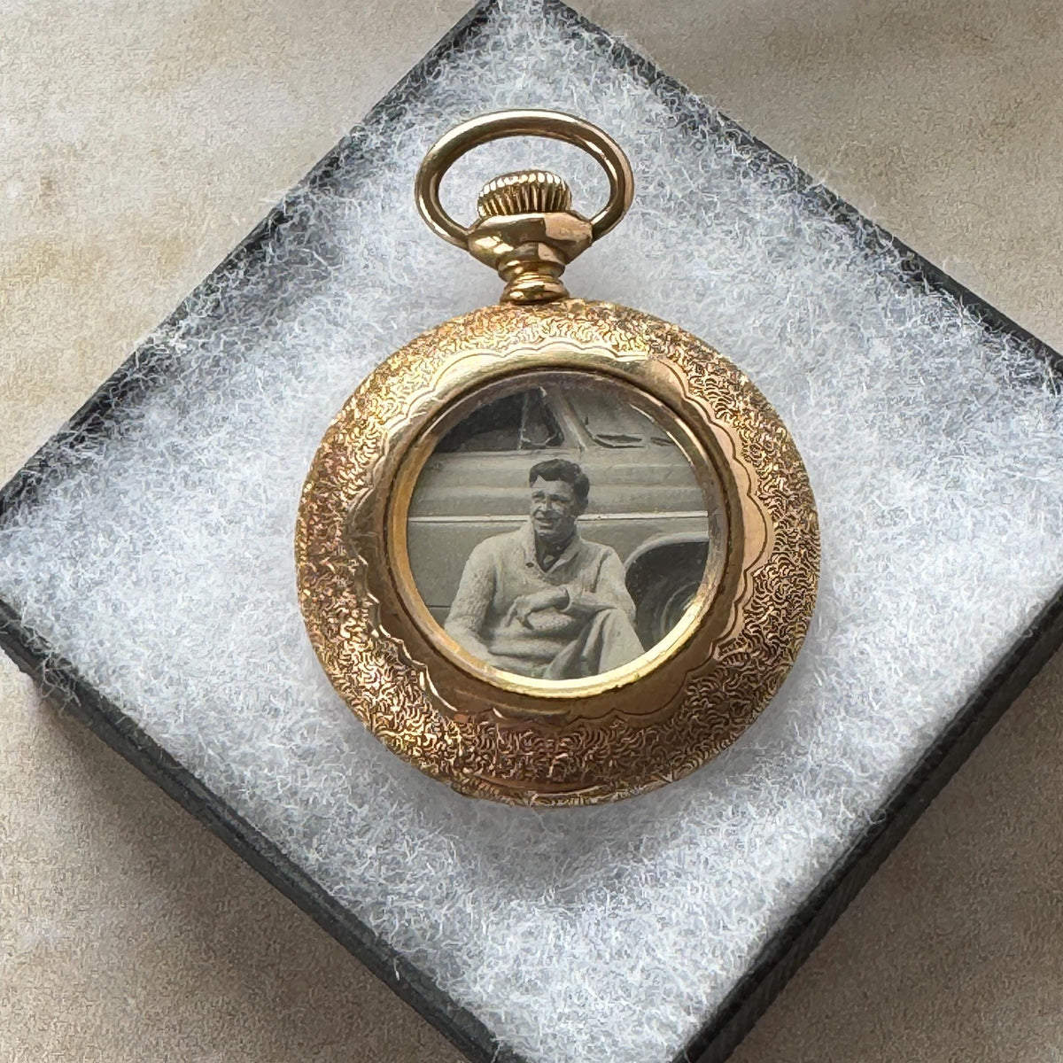 Antique Victorian Photo Locket, 14K Gold Filled Half Hunter Keepsake Pendant