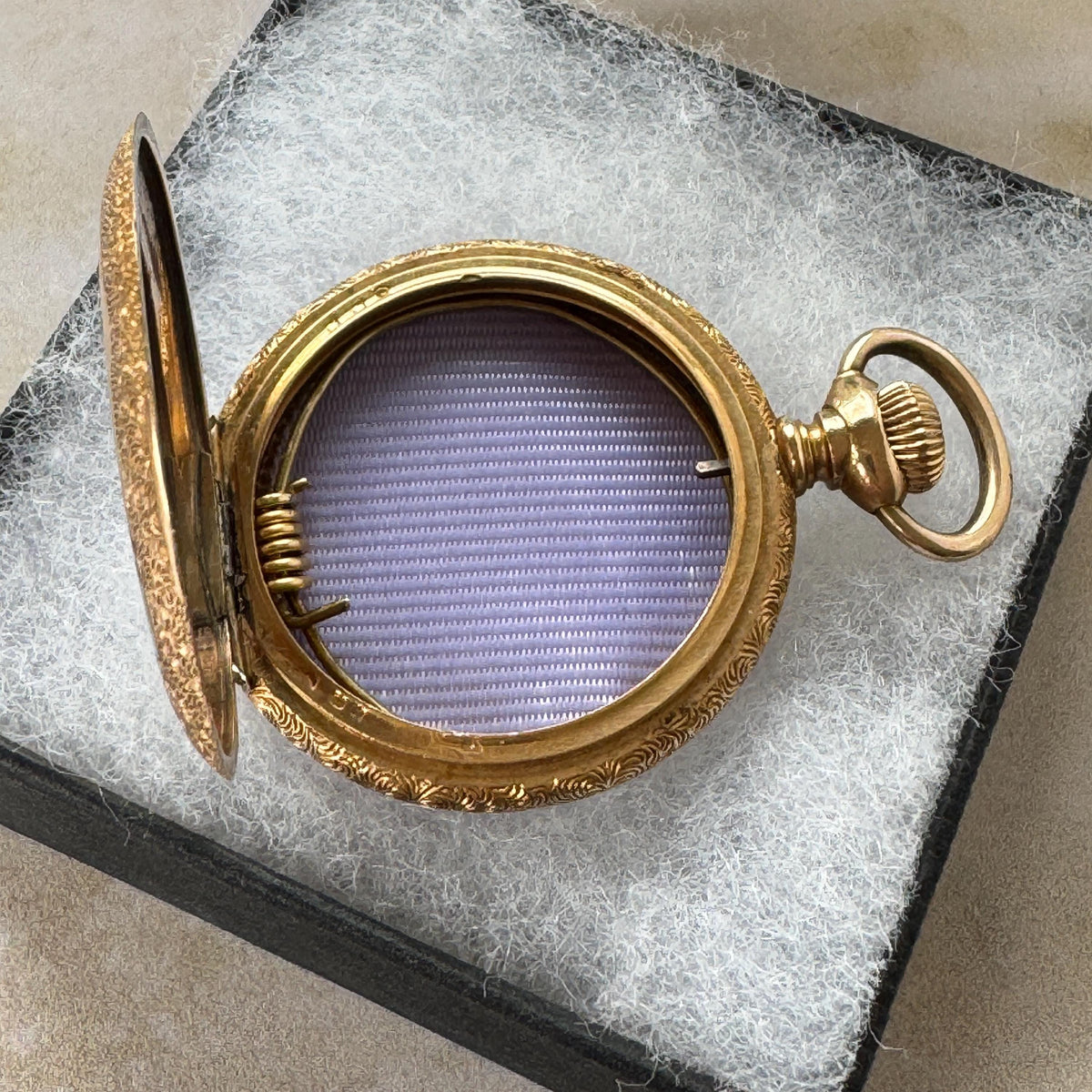 Antique Victorian Photo Locket, 14K Gold Filled Half Hunter Keepsake Pendant