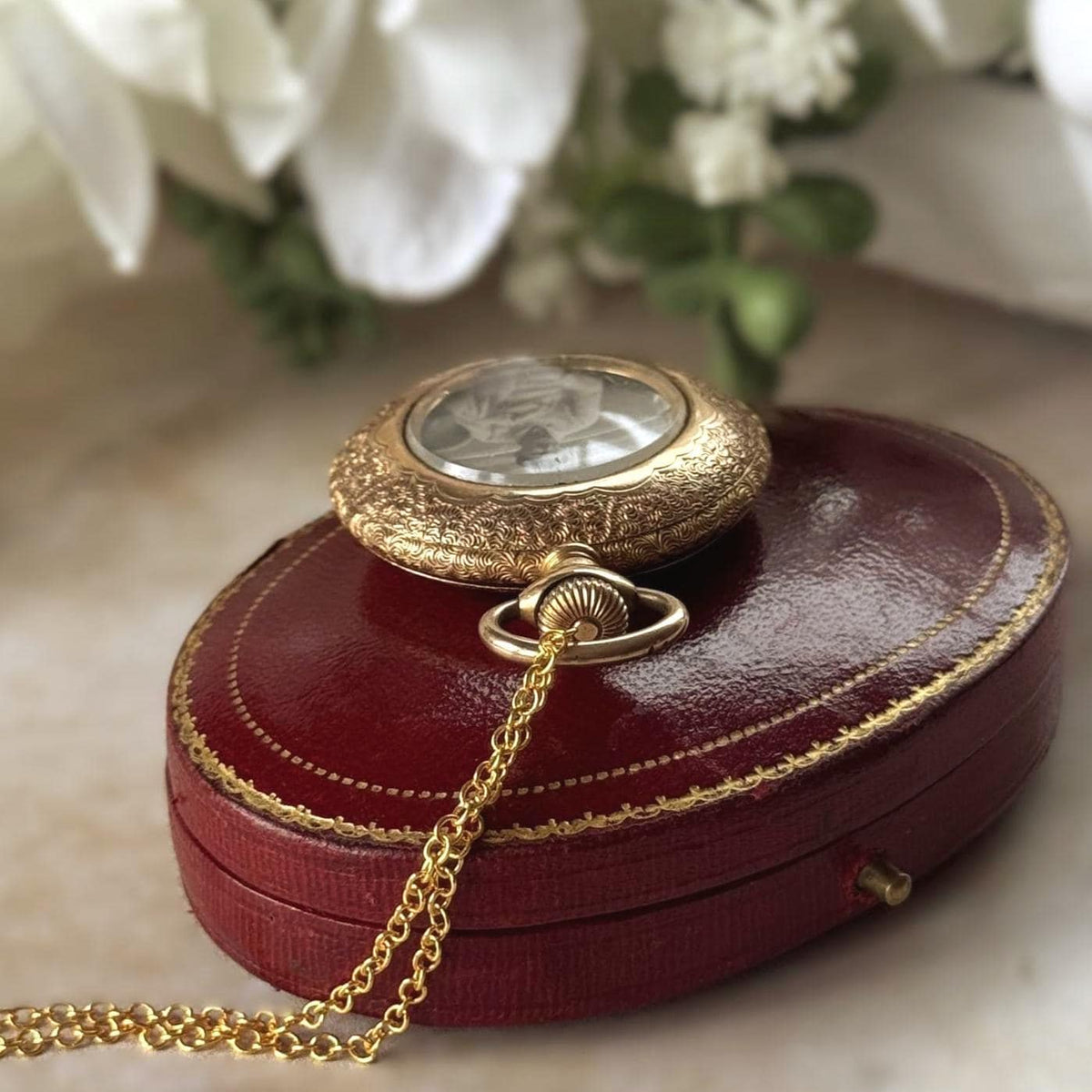 Antique Victorian Photo Locket, 14K Gold Filled Half Hunter Keepsake Pendant