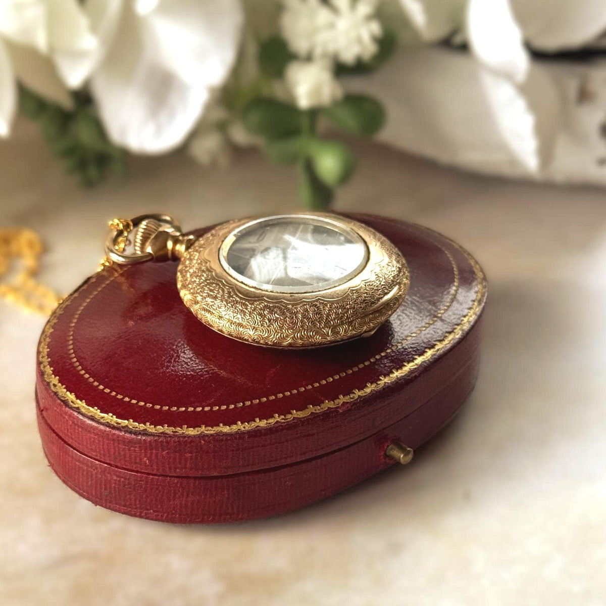 Antique Victorian Photo Locket, 14K Gold Filled Half Hunter Keepsake Pendant