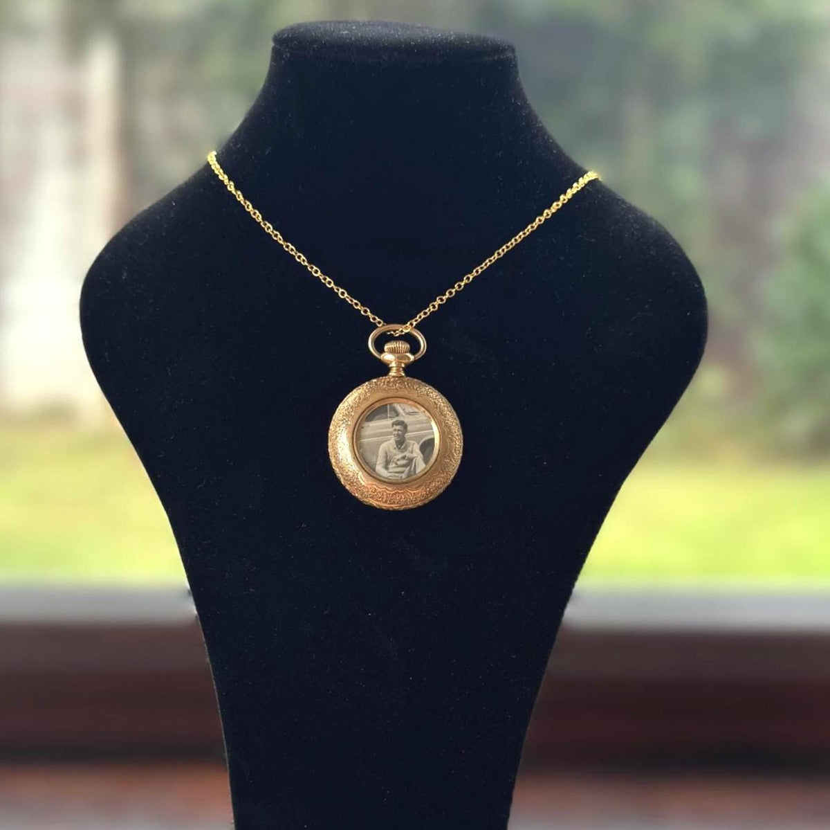 Antique Victorian Photo Locket, 14K Gold Filled Half Hunter Keepsake Pendant