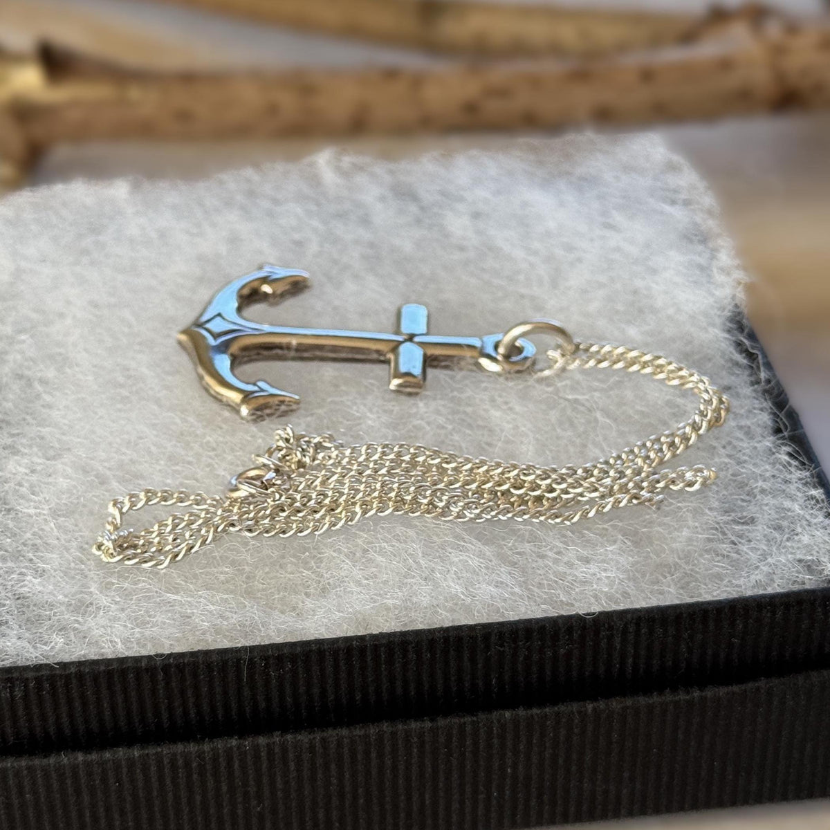 Antique Sterling Silver Gothic Cross and Anchor Pendant Necklace, Nautical Religious Jewellery